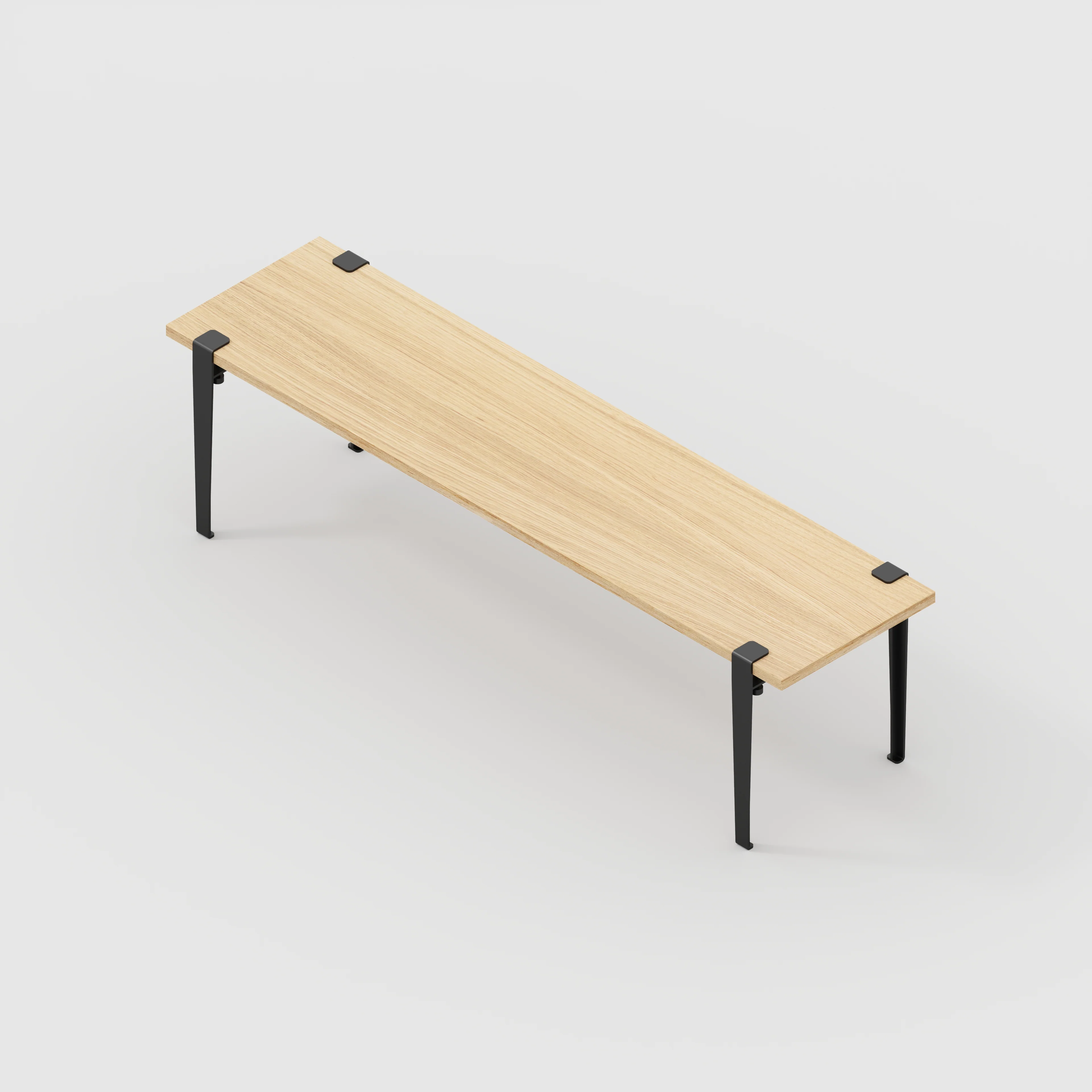 Plywood Bench Seat with Black Tiptoe Legs - Plywood Oak - 1600(w) x 400(d) x 450(h) - Image 5