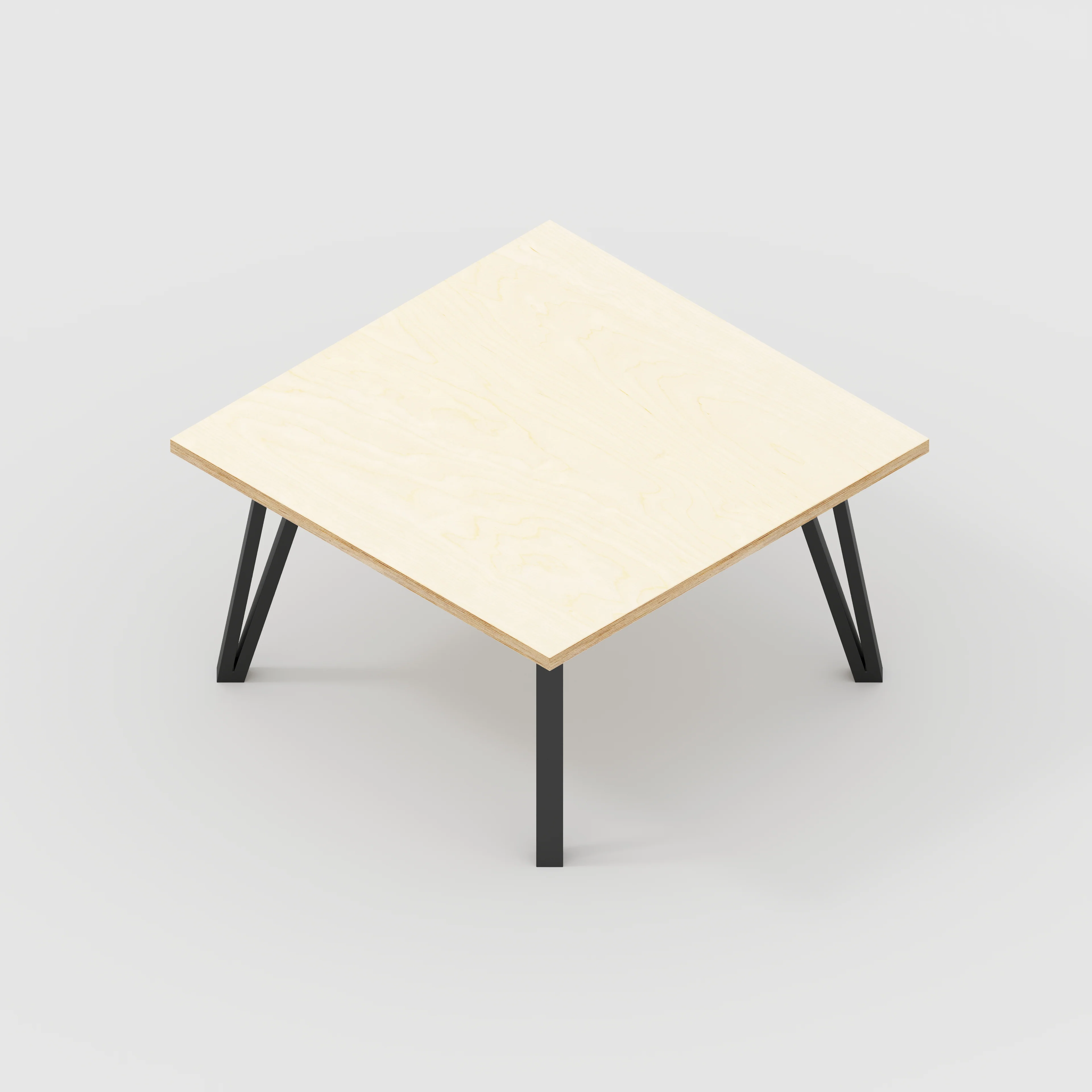 Plywood Coffee Table with Black Box Hairpin Legs - Plywood Birch - 800(w) x 800(d) x 425(h) - Image 5