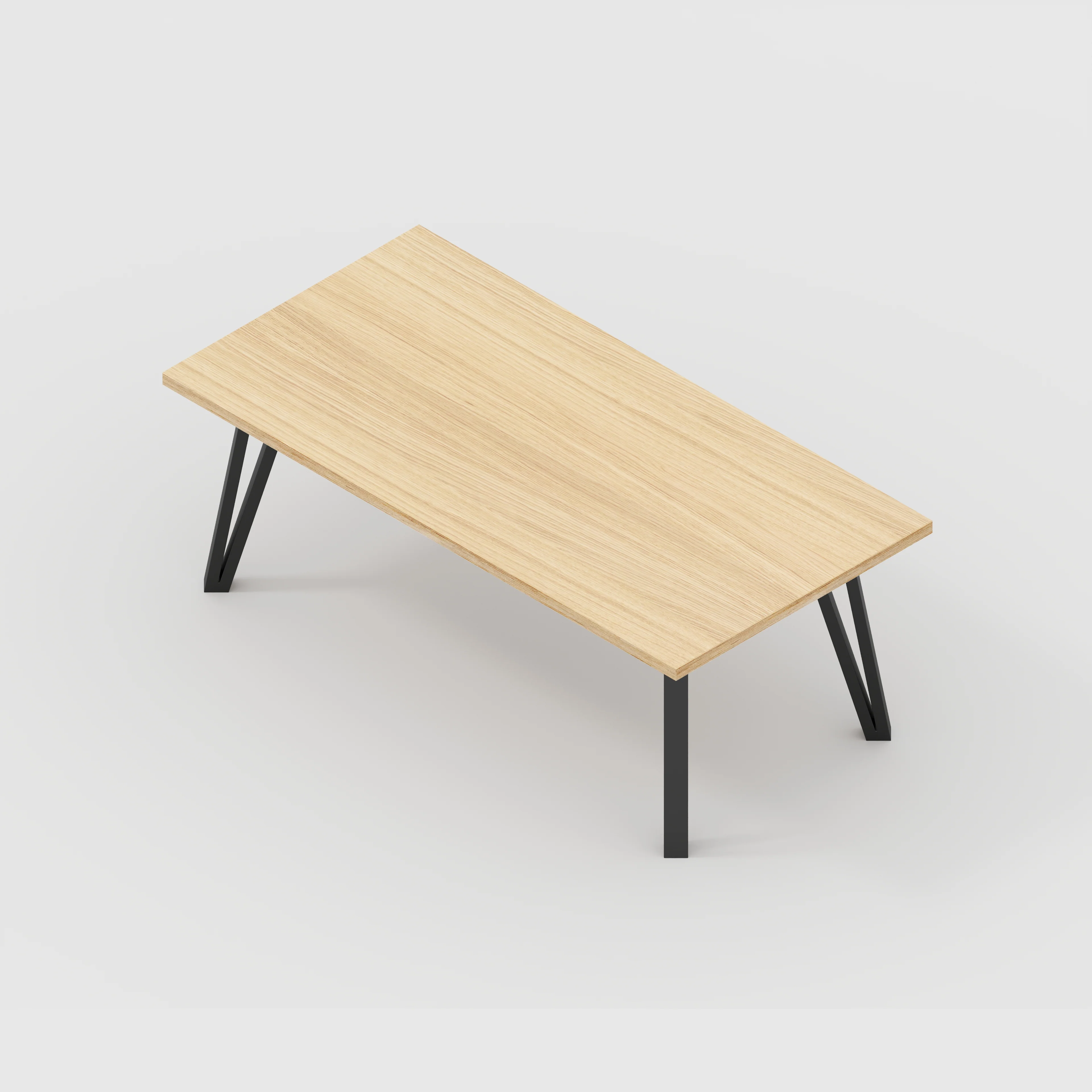 Plywood Coffee Table with Black Box Hairpin Legs - Plywood Oak - 1200(w) x 600(d) x 425(h) - Image 5