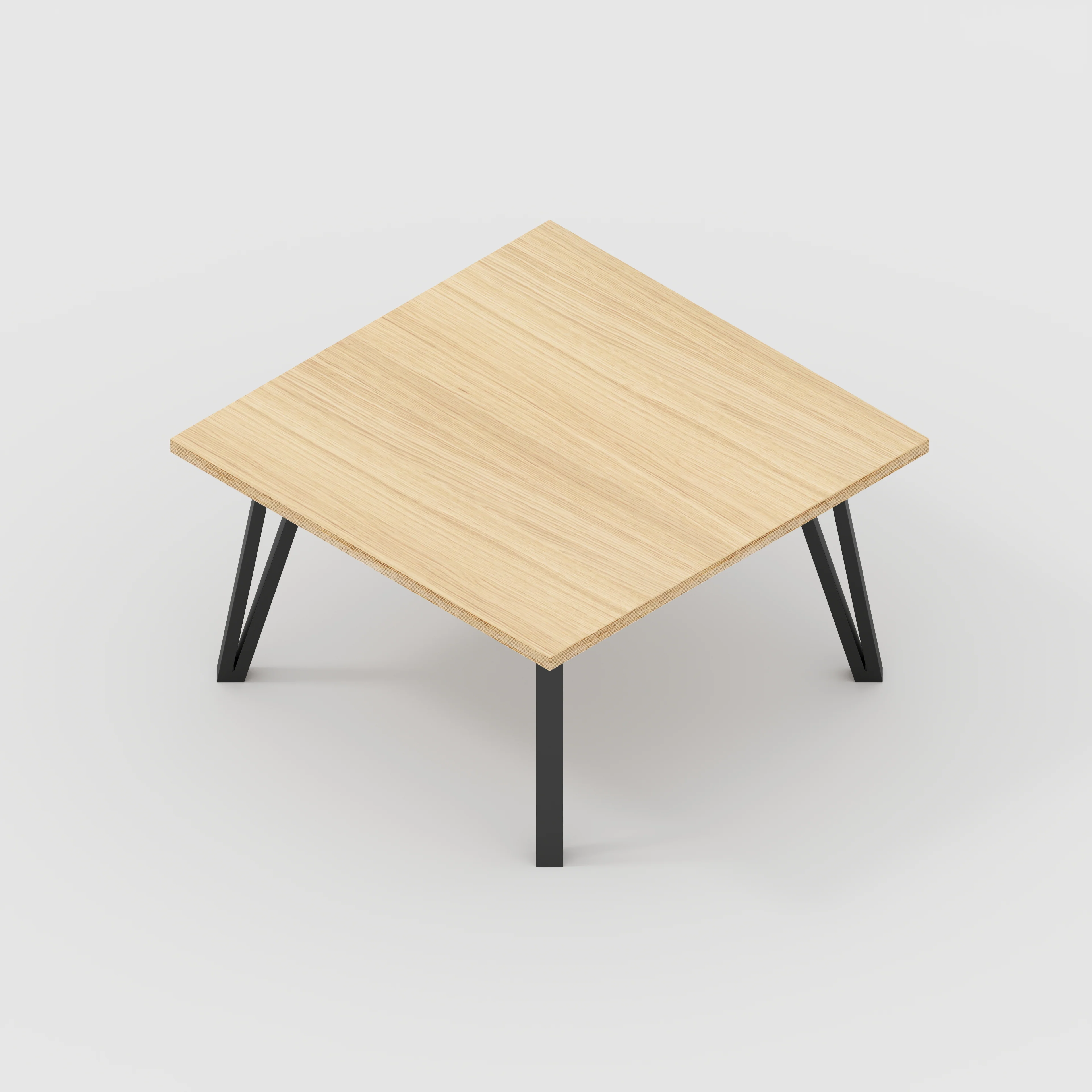 Plywood Coffee Table with Black Box Hairpin Legs - Plywood Oak - 800(w) x 800(d) x 425(h) - Image 5