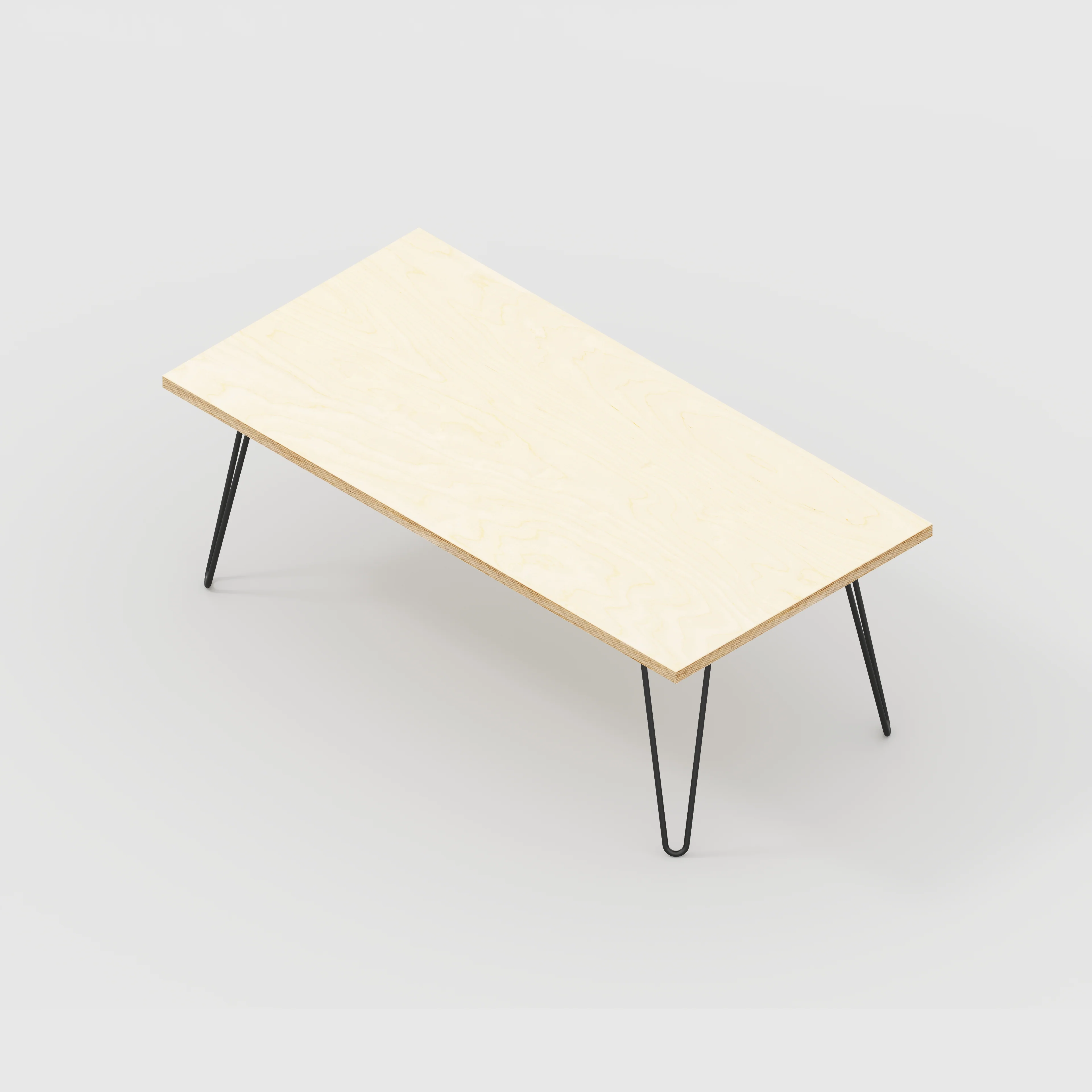 Plywood Coffee Table with Black Hairpin Legs - Plywood Birch - 1200(w) x 600(d) x 425(h) - Image 5