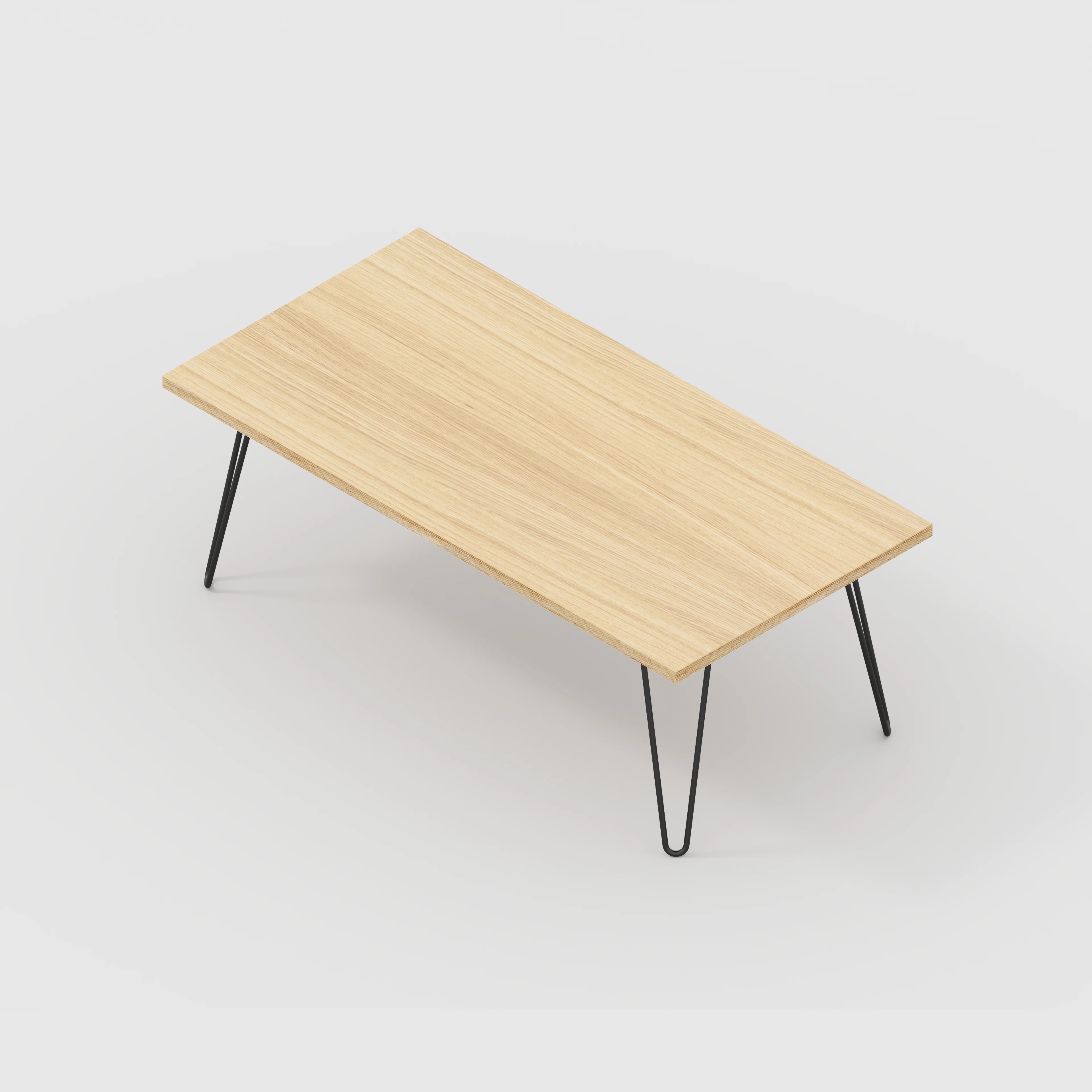 Plywood Coffee Table with Black Hairpin Legs - Plywood Oak - 1200(w) x 600(d) x 425(h) - Image 5
