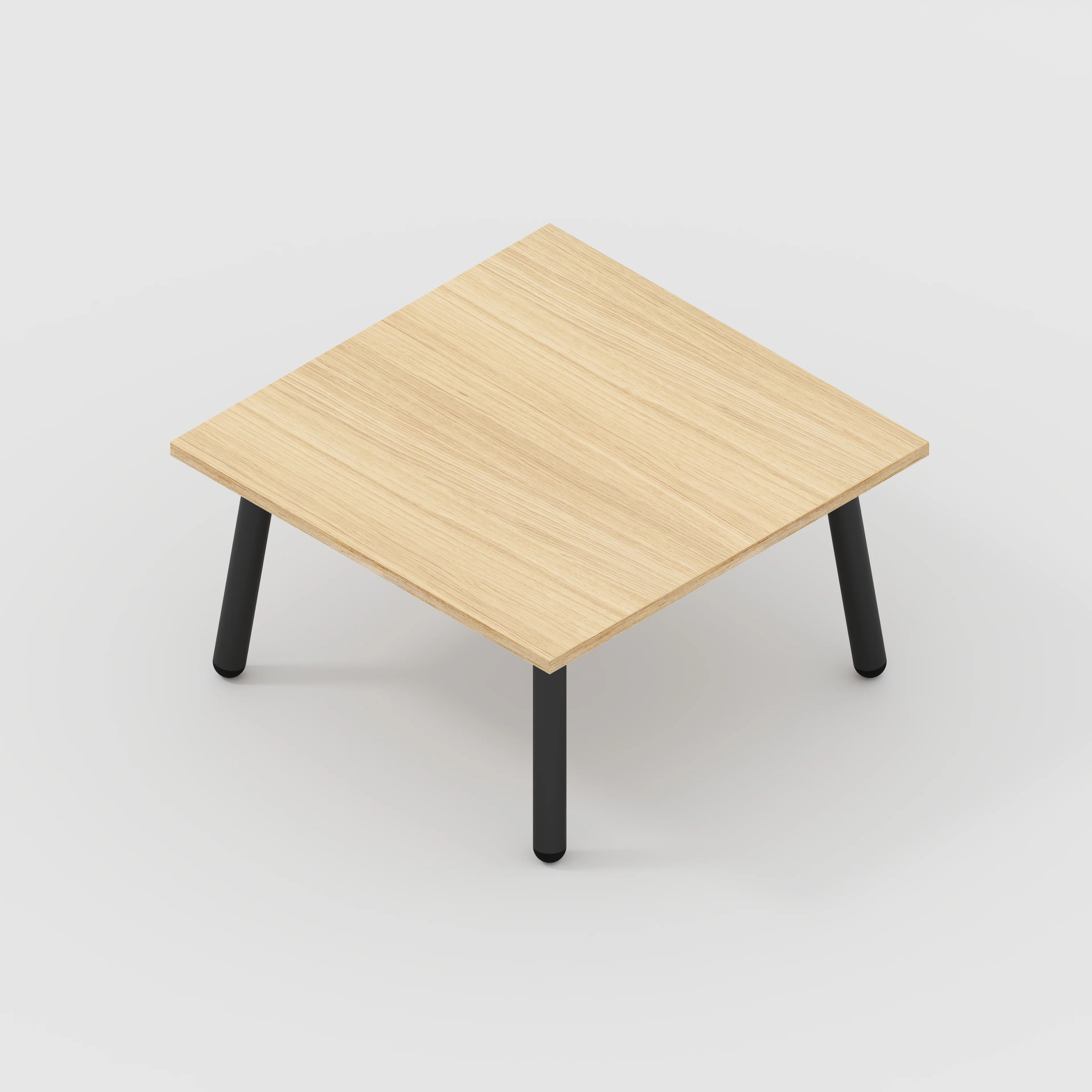 Plywood Coffee Table with Black Round Single Pin Legs - Plywood Oak - 800(w) x 800(d) x 425(h) - Image 5