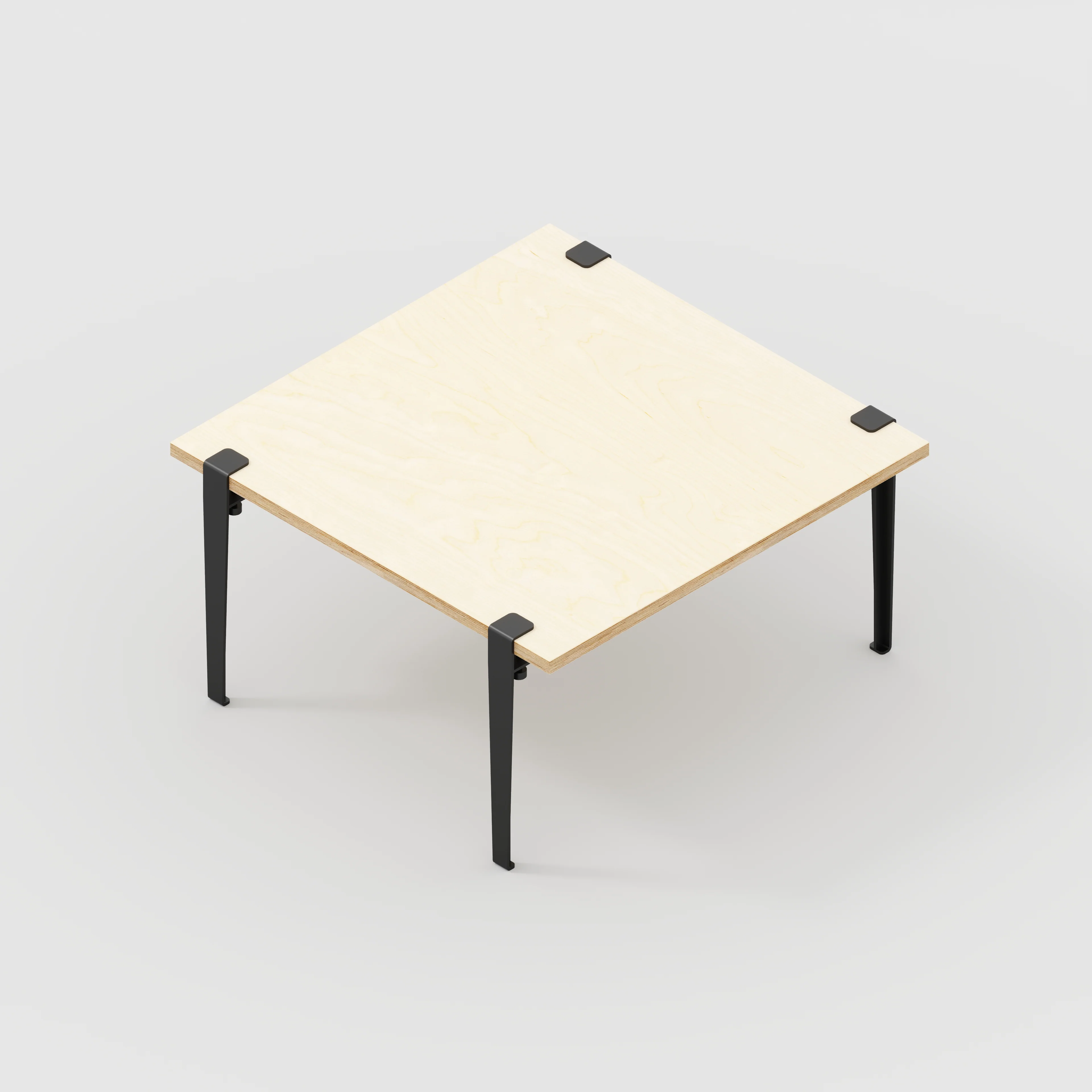 Plywood Coffee Table with Black Tiptoe Legs - Plywood Birch - 800(w) x 800(d) x 430(h) - Image 5