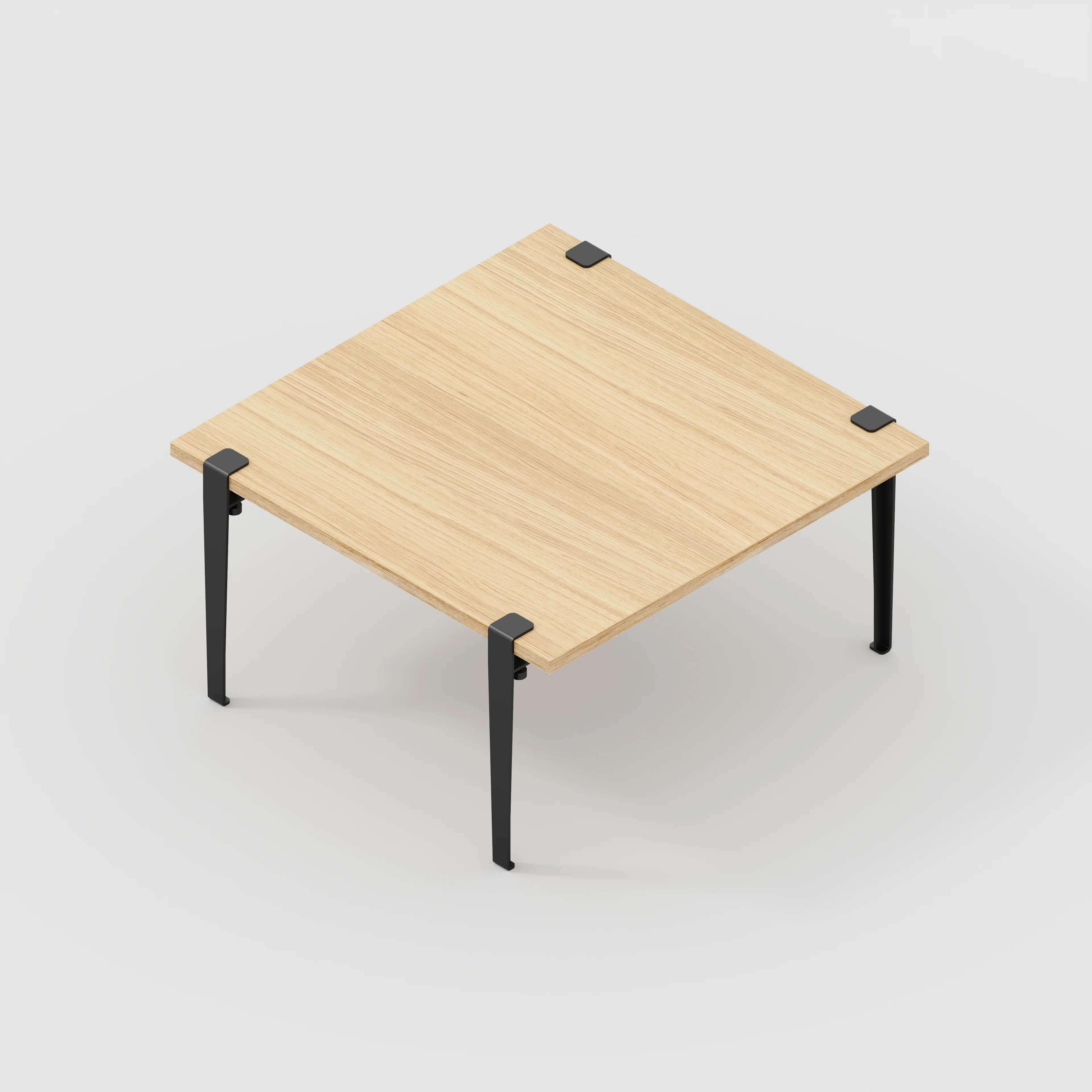 Plywood Coffee Table with Black Tiptoe Legs - Plywood Oak - 800(w) x 800(d) x 430(h) - Image 5