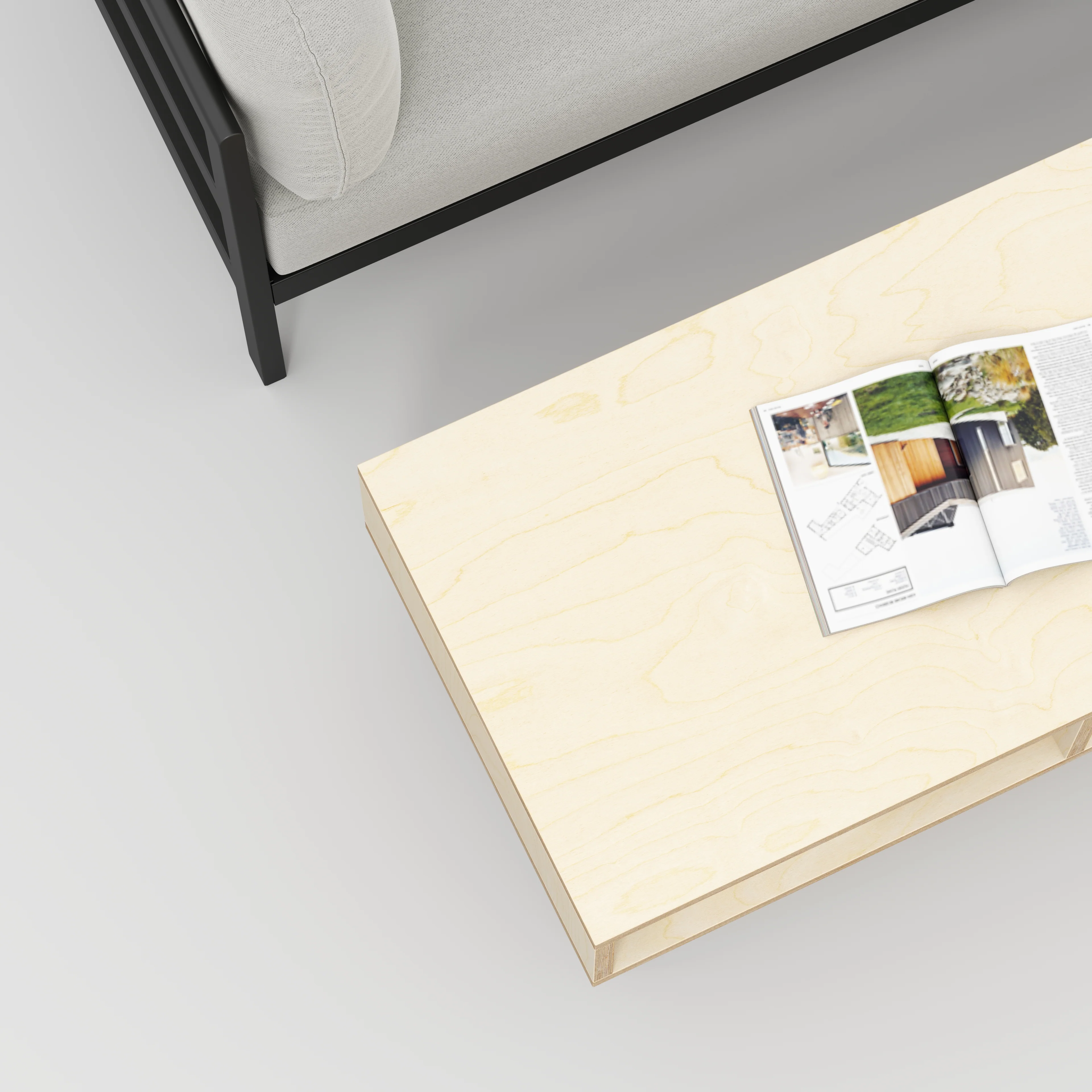 Plywood Coffee Table with Box Storage and Black Hairpin Legs - Plywood Birch - 1200(w) x 600(d) x 400(h) - Image 3
