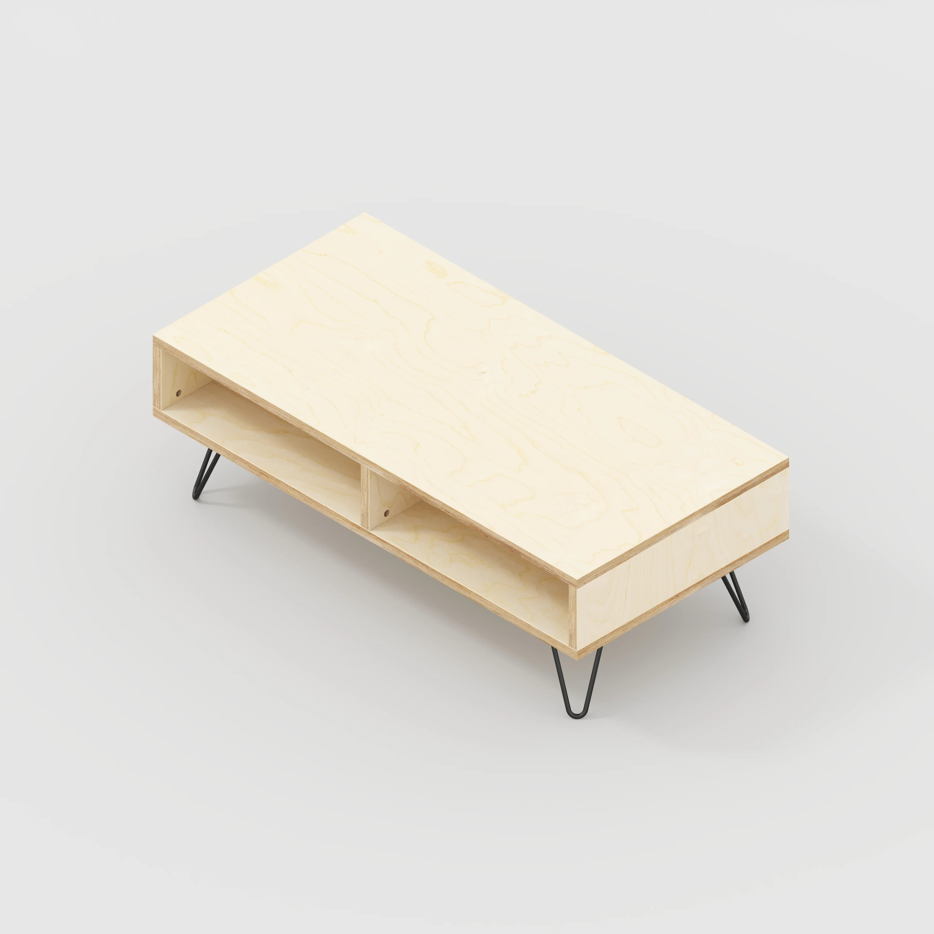 Plywood Coffee Table with Box Storage and Black Hairpin Legs - Plywood Birch - 1200(w) x 600(d) x 400(h) - Image 4