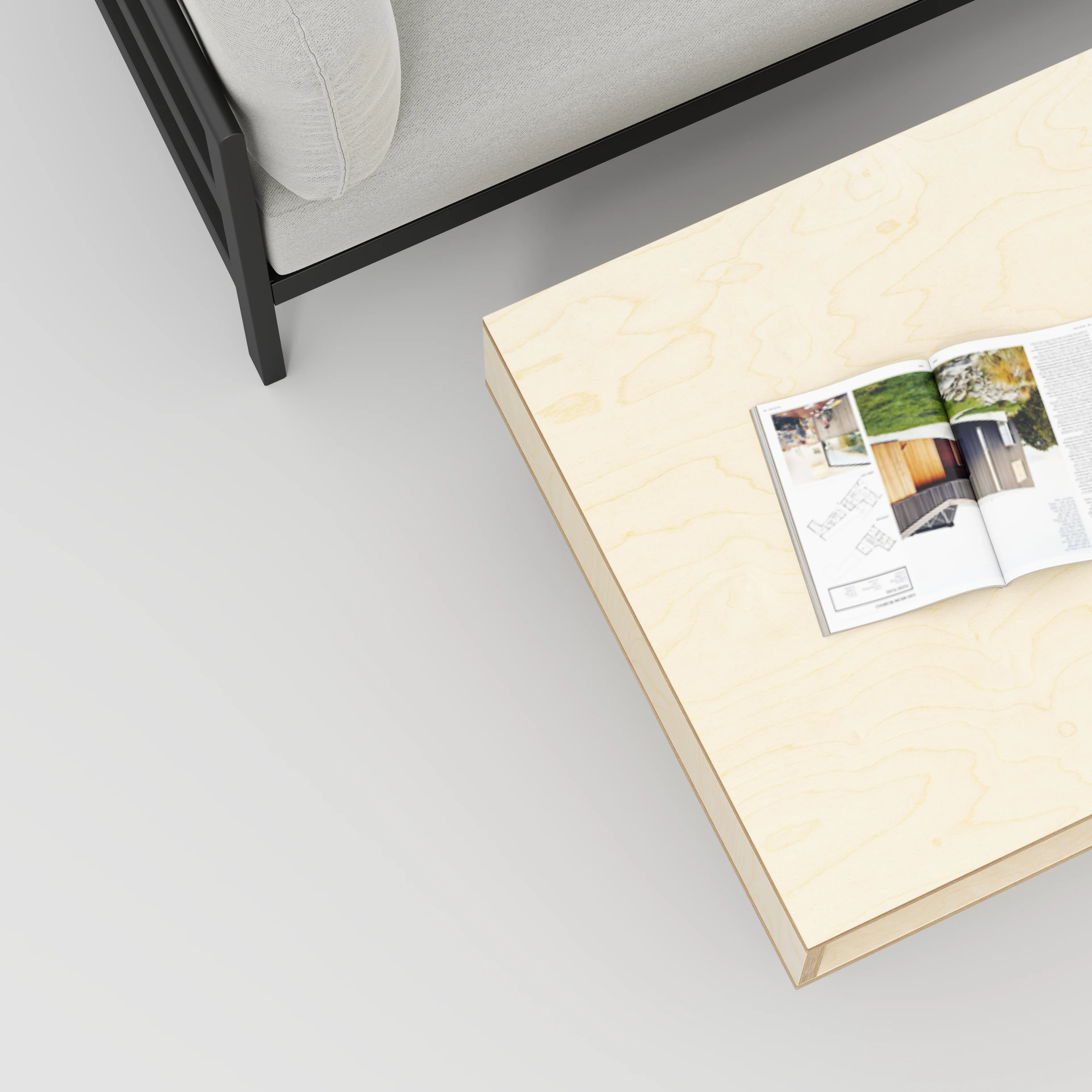 Plywood Coffee Table with Box Storage and Black Hairpin Legs - Plywood Birch - 800(w) x 800(d) x 400(h) - Image 3