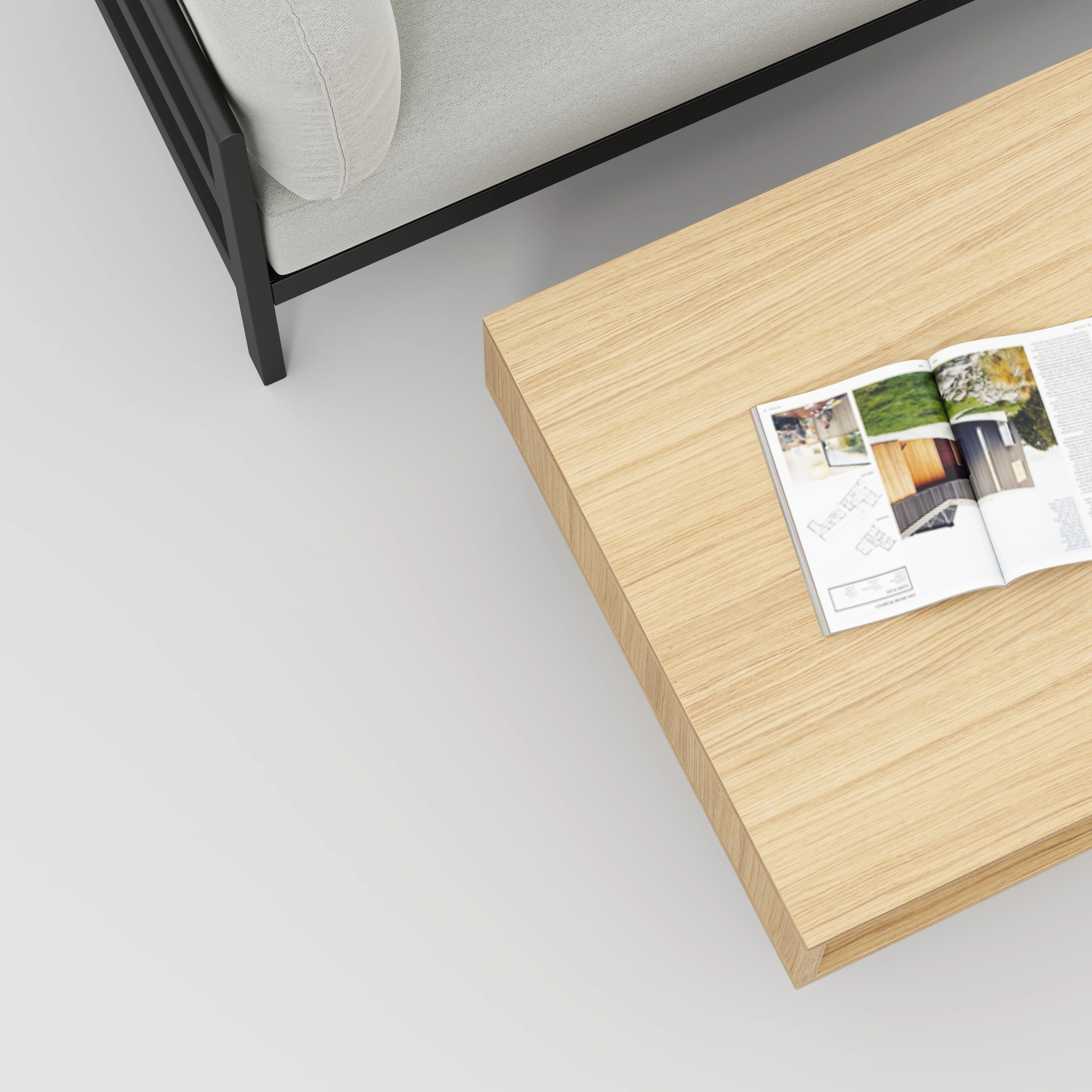 Plywood Coffee Table with Box Storage and Black Hairpin Legs - Plywood Oak - 800(w) x 800(d) x 400(h) - Image 3
