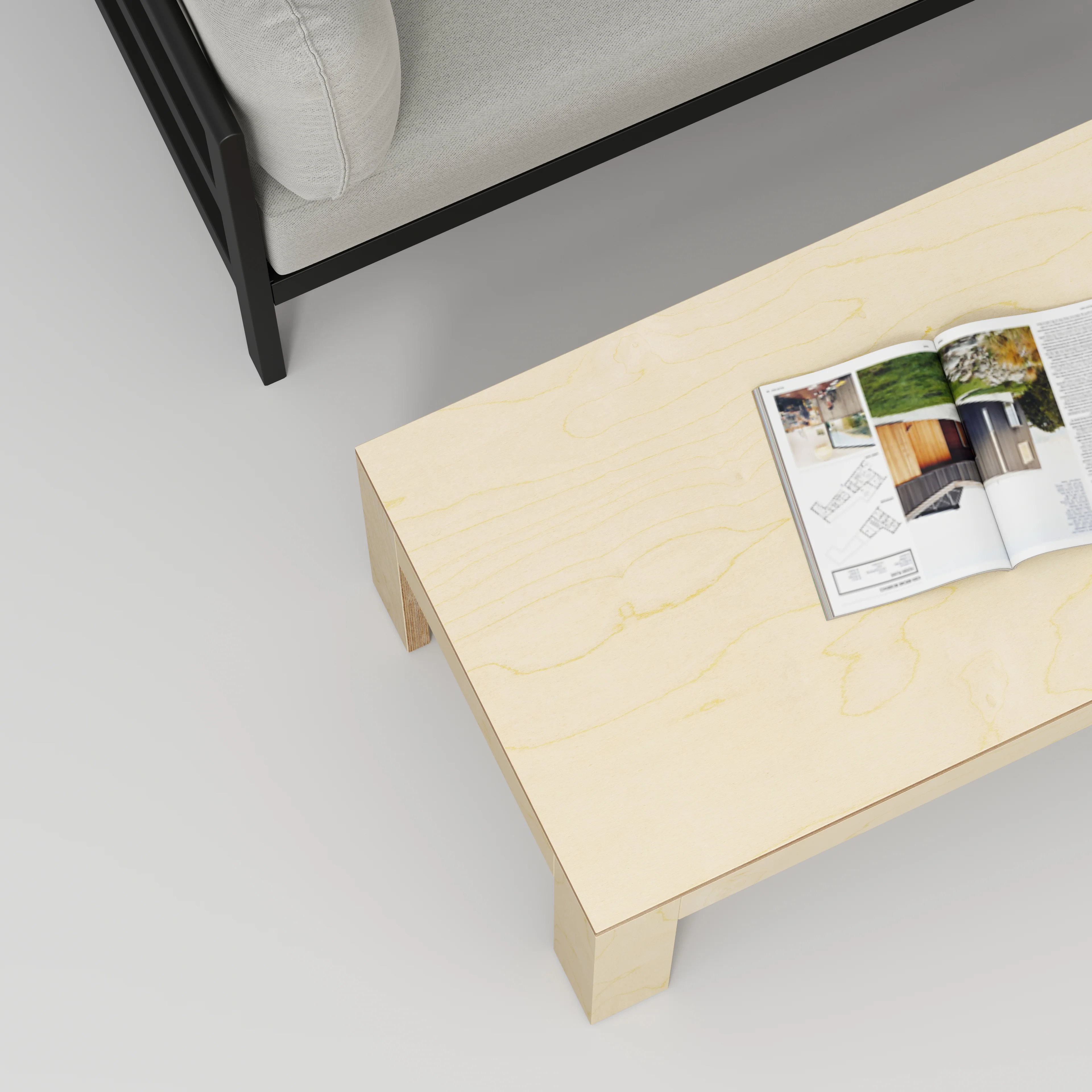Plywood Coffee Table with Solid Frame - Plywood Birch - 1200(w) x 600(d) x 450(h) - Image 3