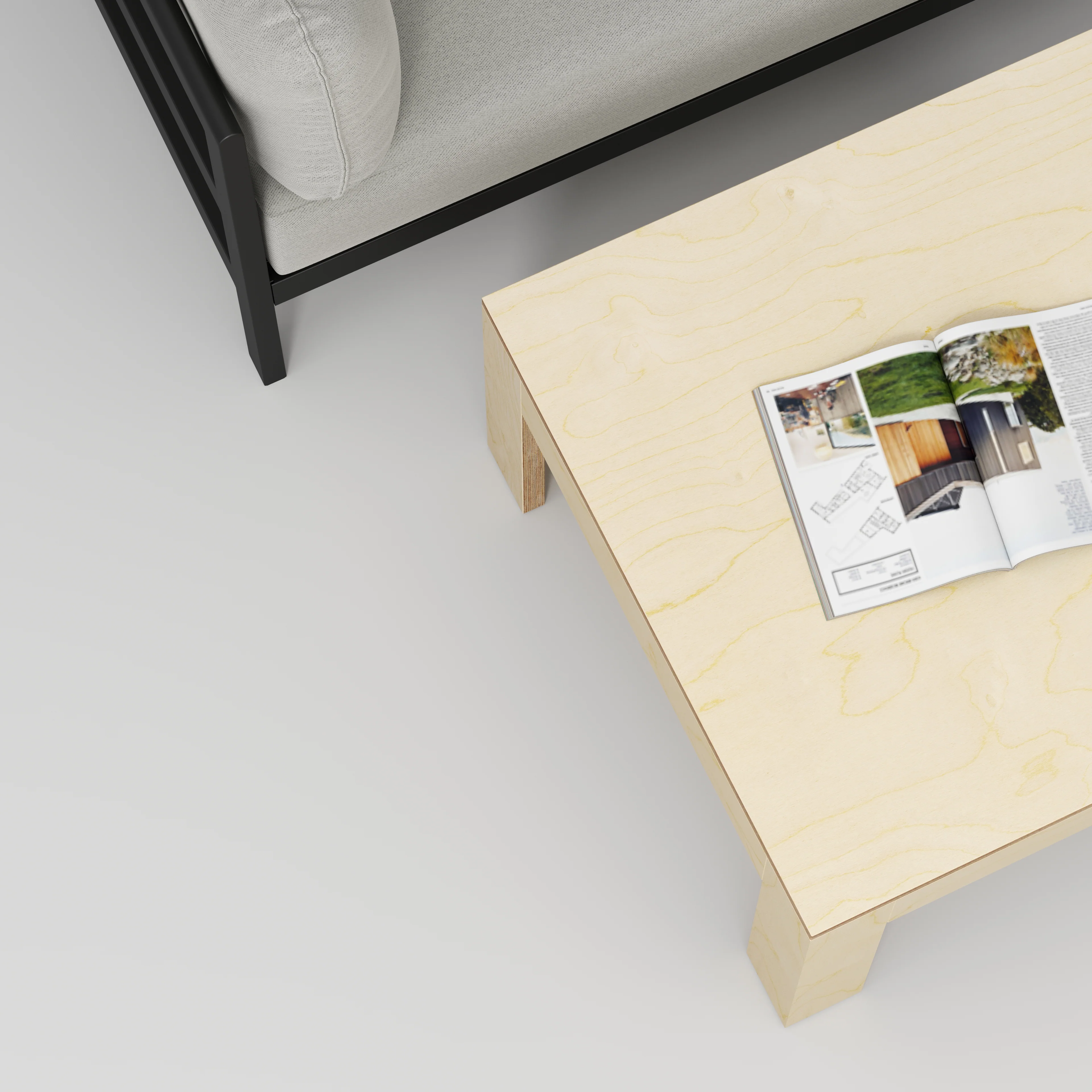 Plywood Coffee Table with Solid Frame - Plywood Birch - 800(w) x 800(d) x 450(h) - Image 3