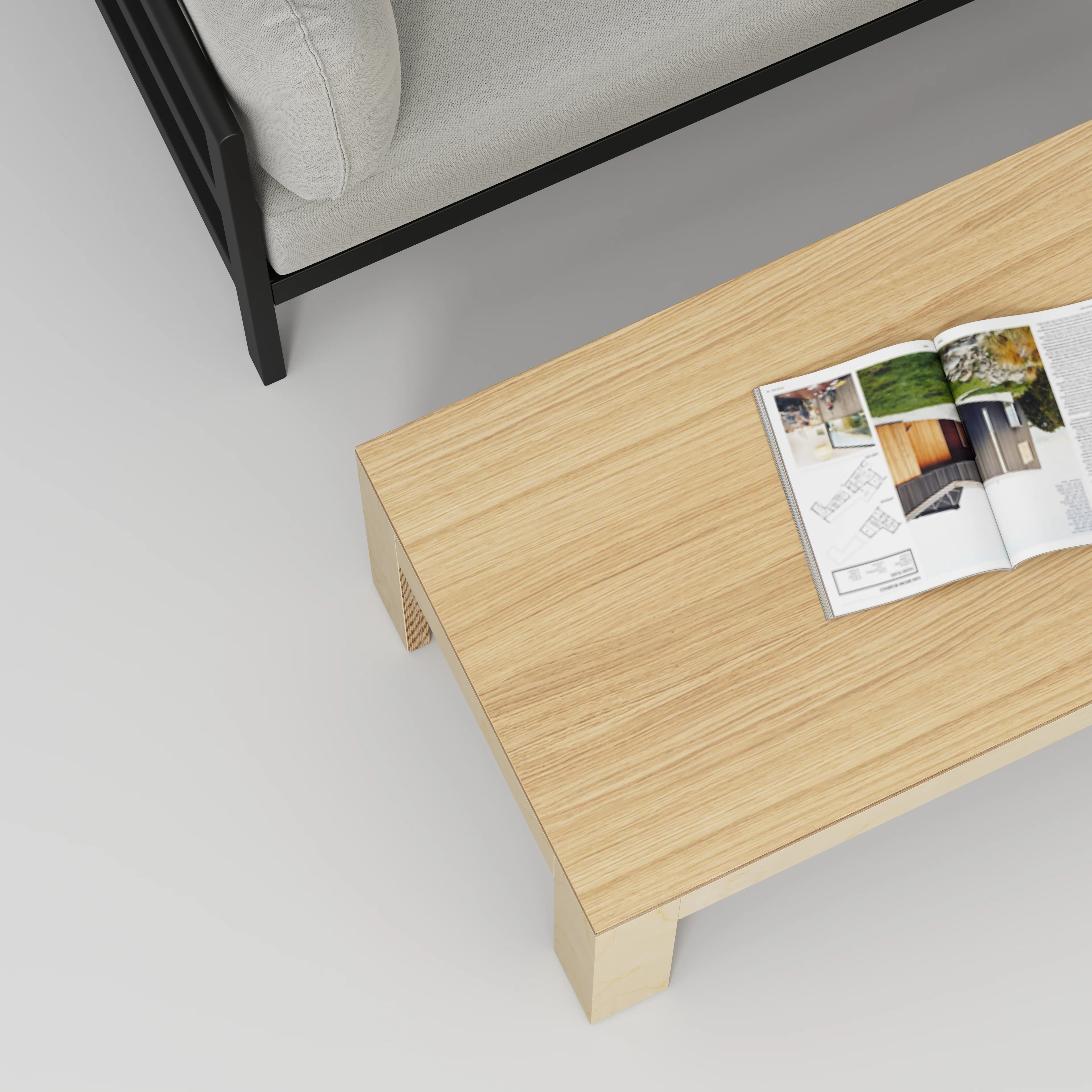 Plywood Coffee Table with Solid Frame - Plywood Oak - 1200(w) x 600(d) x 450(h) - Image 3