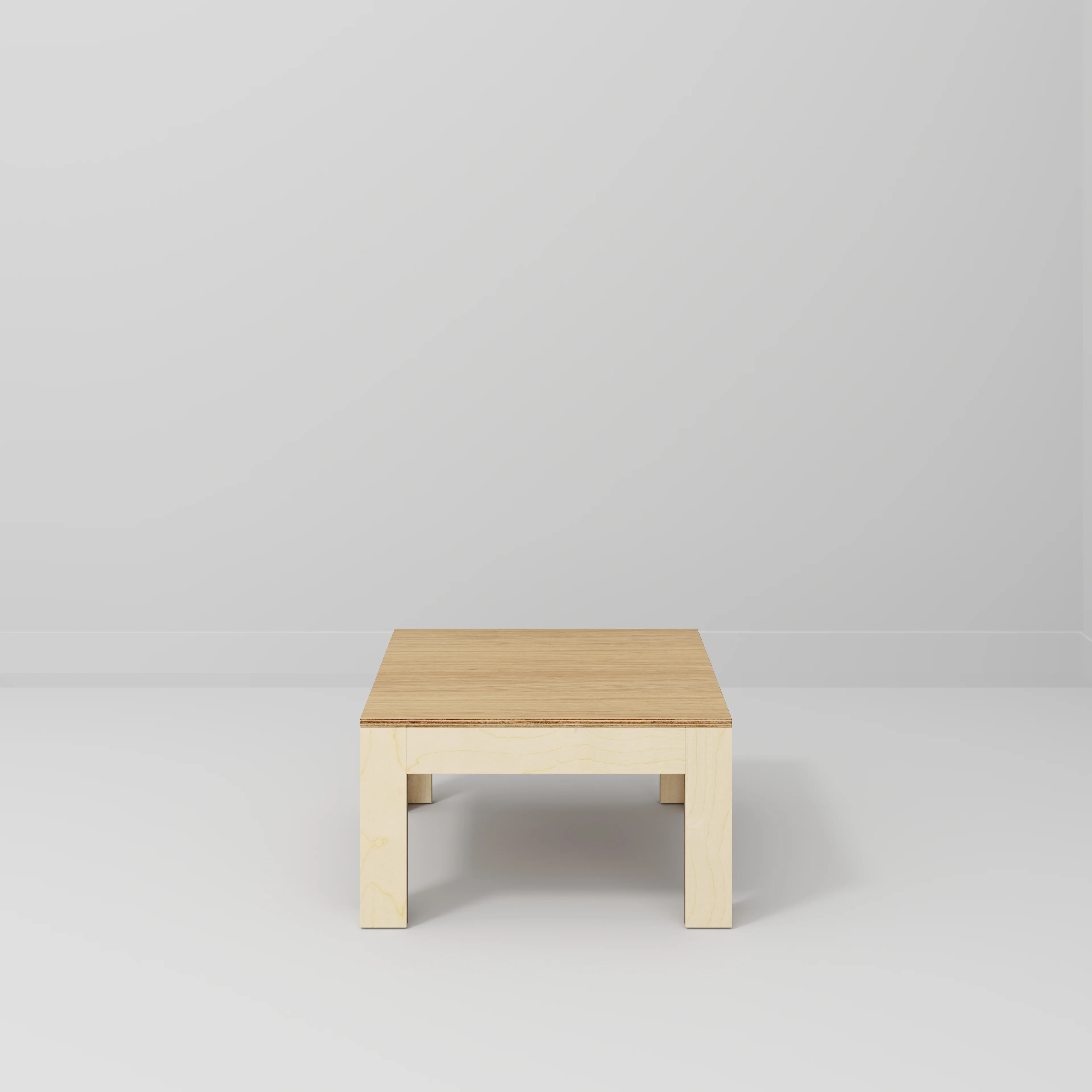 Plywood Coffee Table with Solid Frame - Plywood Oak - 800(w) x 800(d) x 450(h) - Image 2