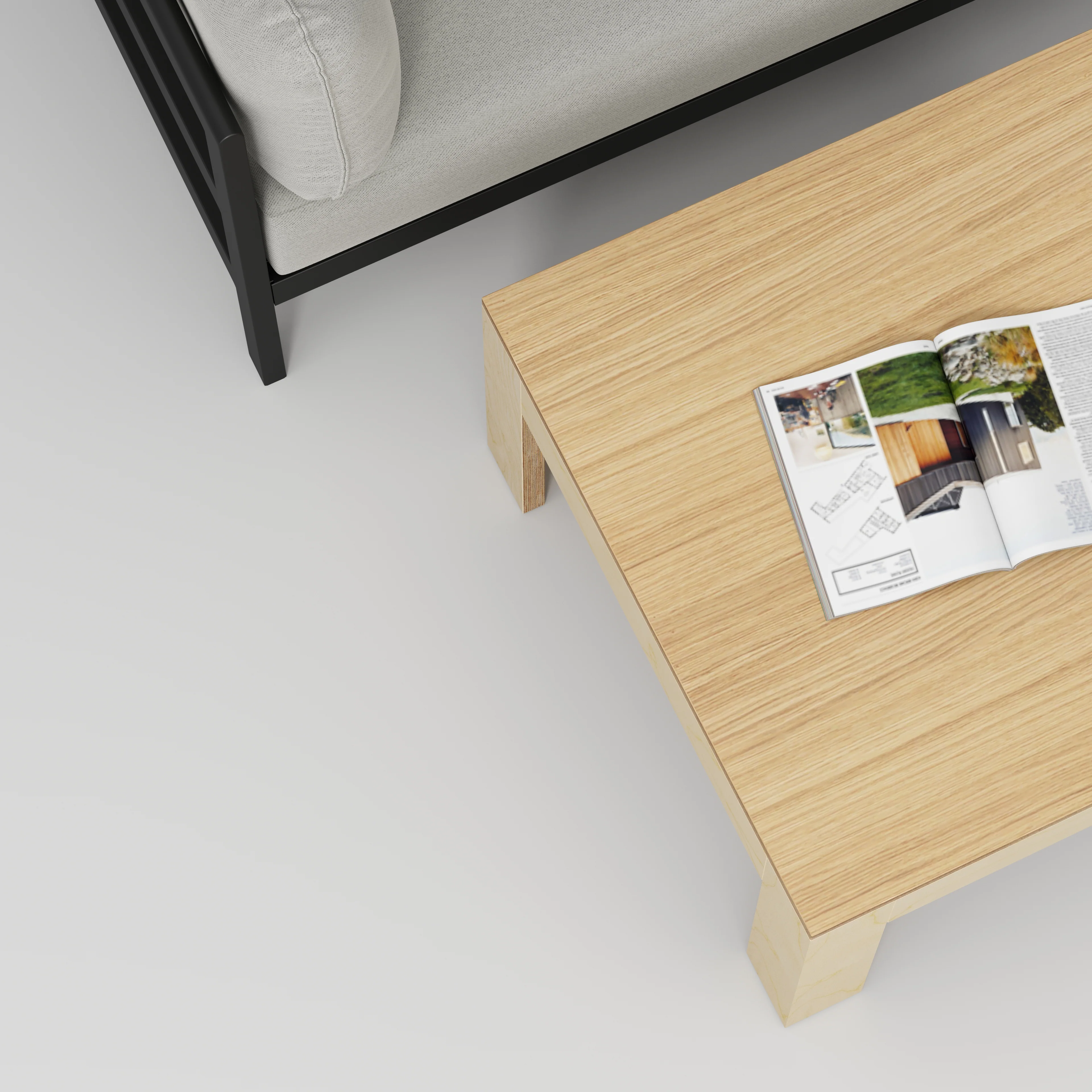 Plywood Coffee Table with Solid Frame - Plywood Oak - 800(w) x 800(d) x 450(h) - Image 3
