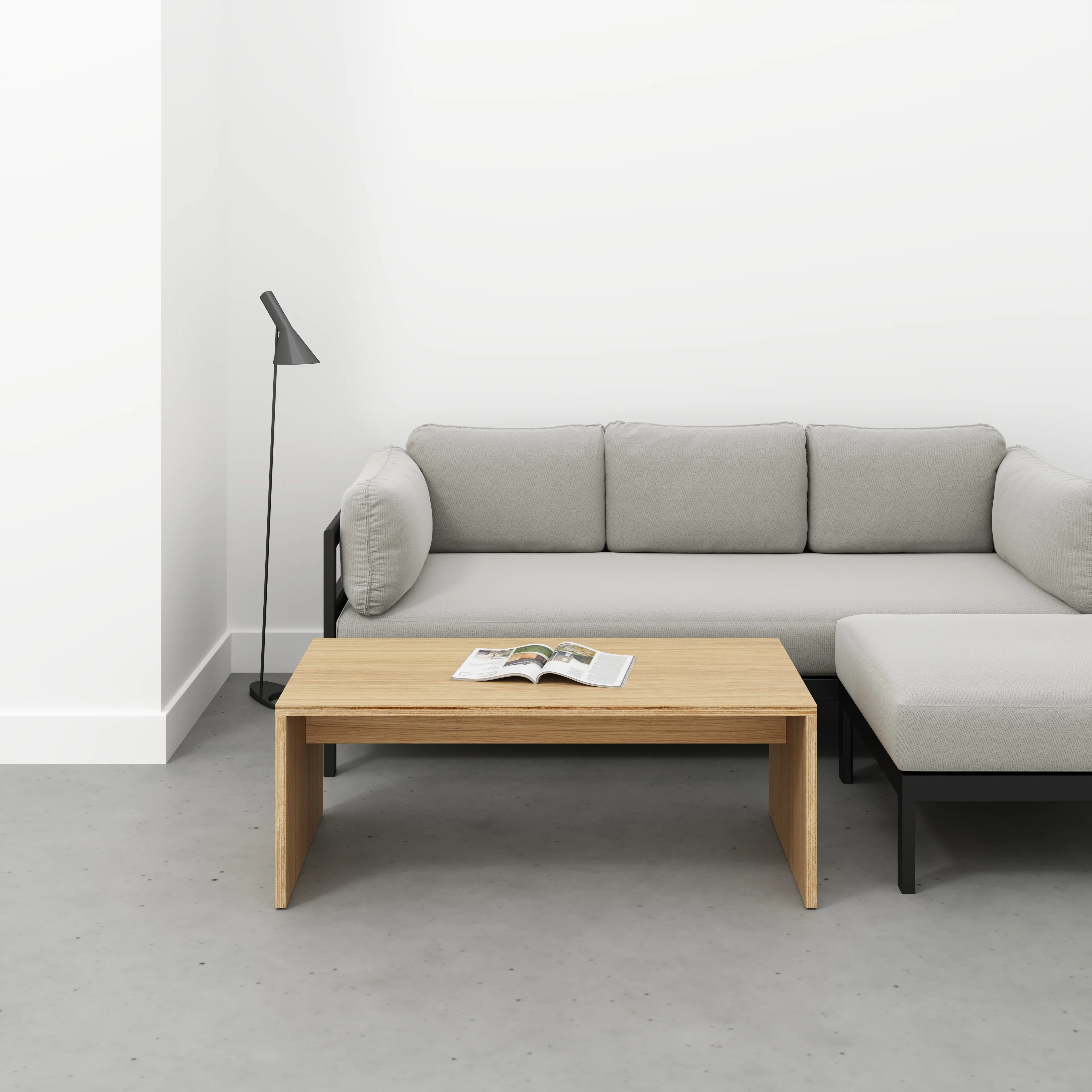 Plywood Coffee Table with Solid Sides - Plywood Oak - 1200(w) x 600(d) x 450(h) - Image 2