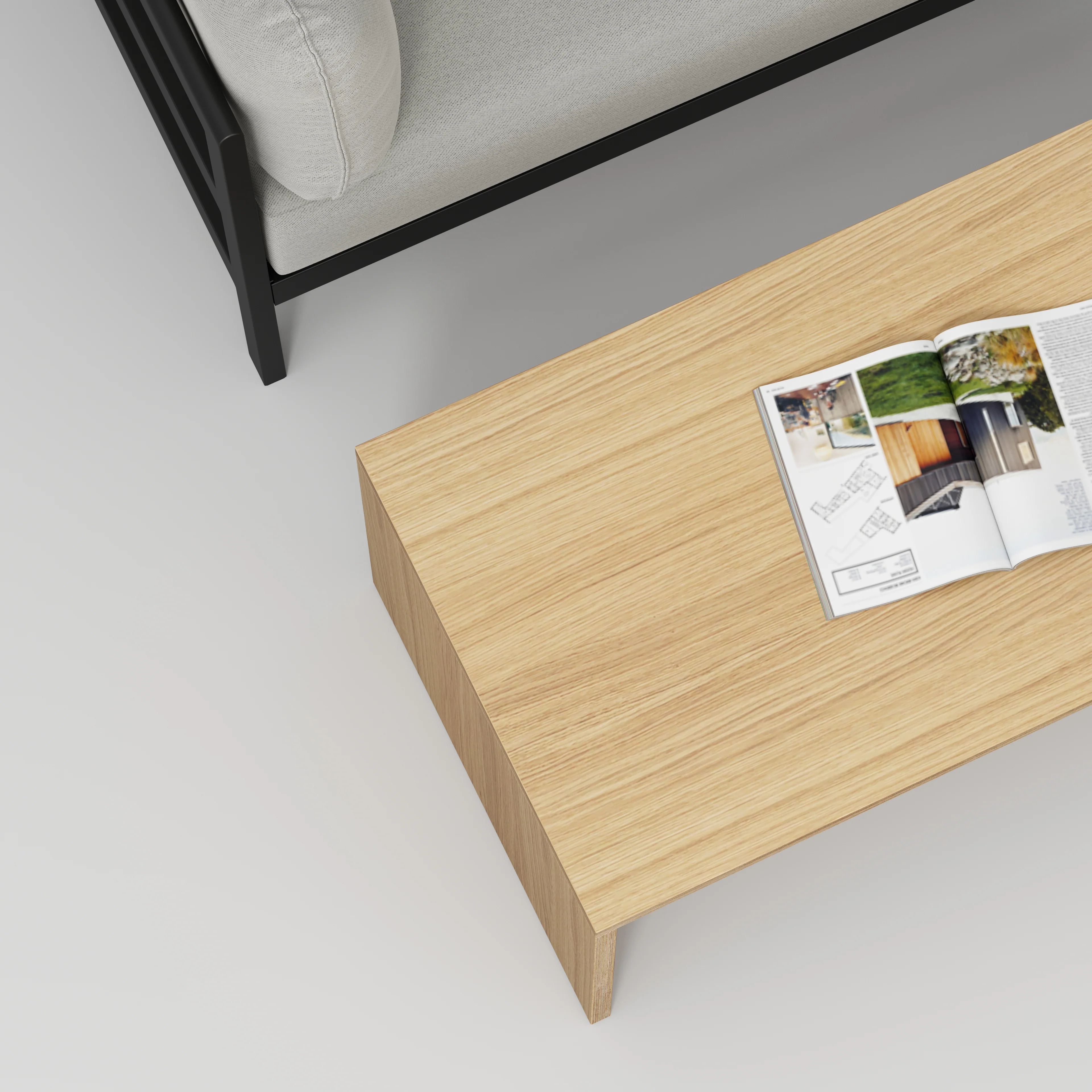 Plywood Coffee Table with Solid Sides - Plywood Oak - 1200(w) x 600(d) x 450(h) - Image 3