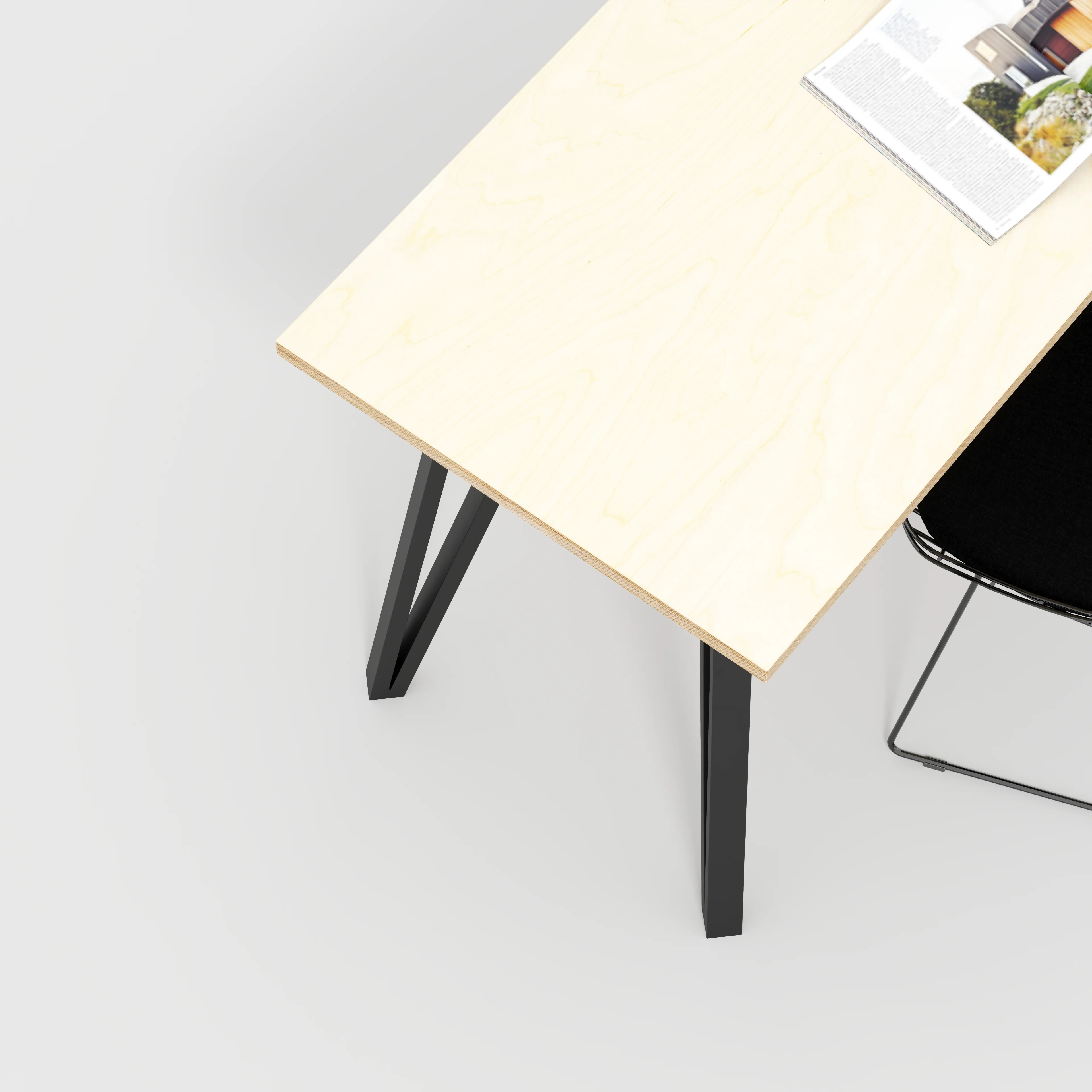 Plywood Desk with Black Box Hairpin Legs - Plywood Birch - 1600(w) x 800(d) x 735(h) - Image 3