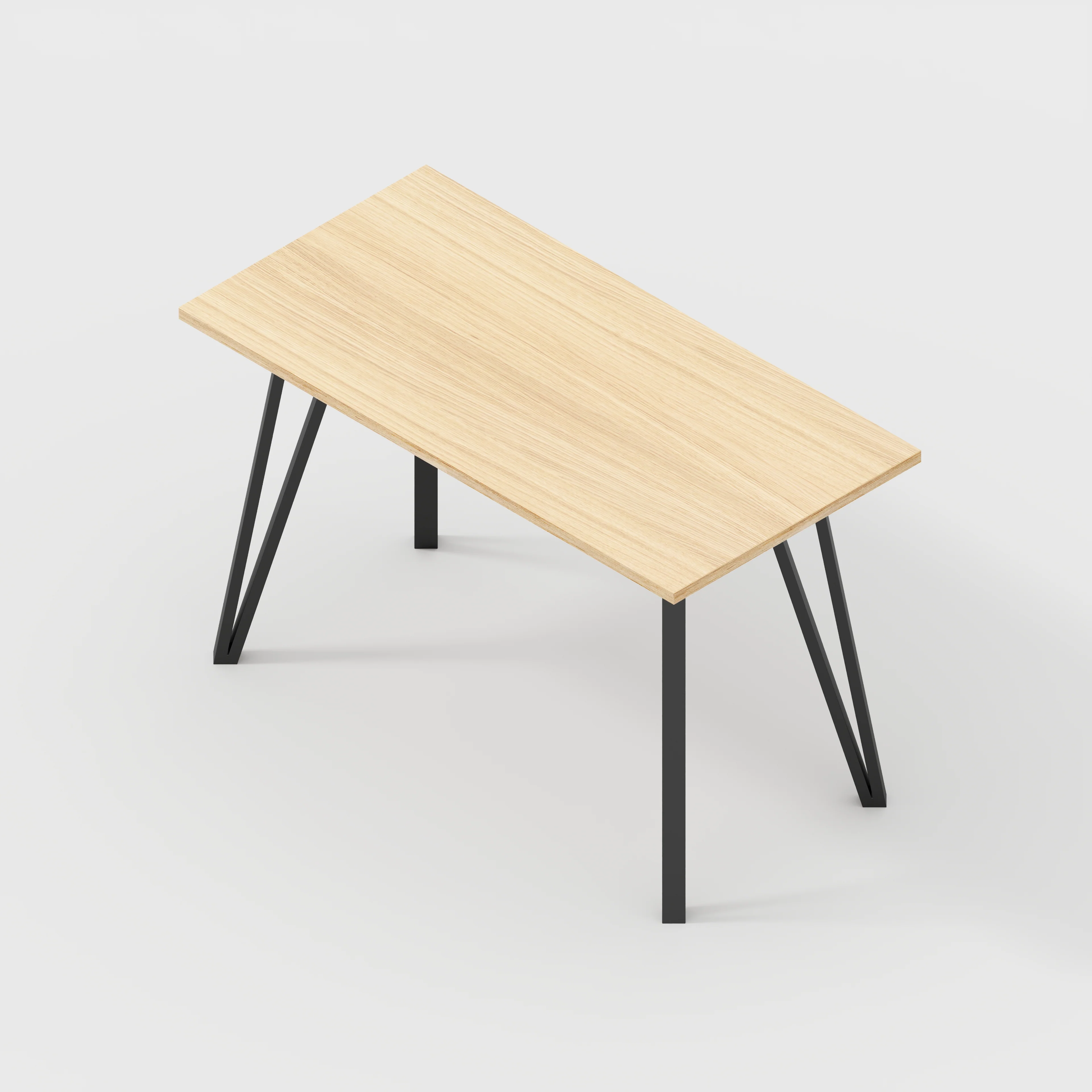 Plywood Desk with Black Box Hairpin Legs - Plywood Oak - 1200(w) x 600(d) x 735(h) - Image 5