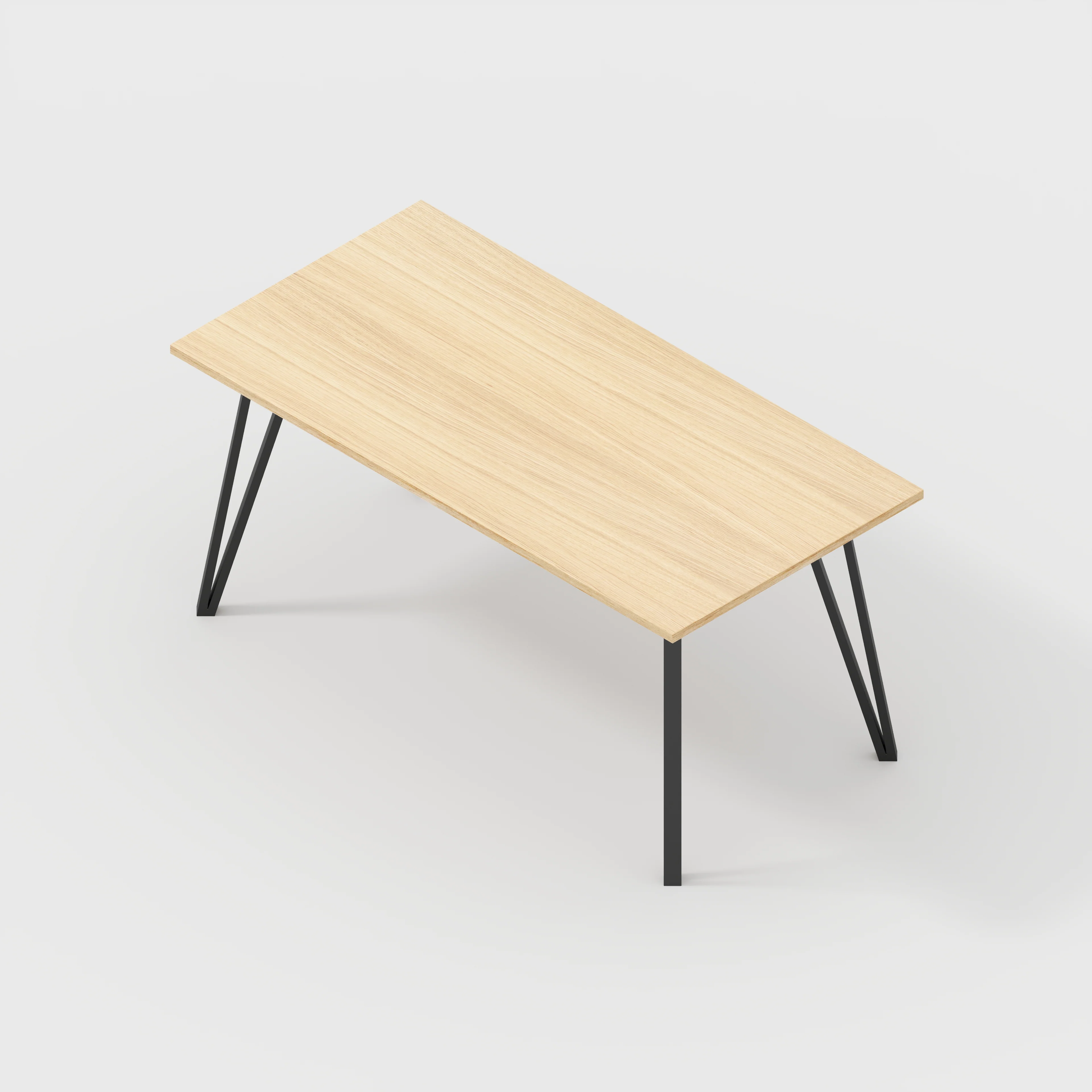 Plywood Desk with Black Box Hairpin Legs - Plywood Oak - 1600(w) x 800(d) x 735(h) - Image 5