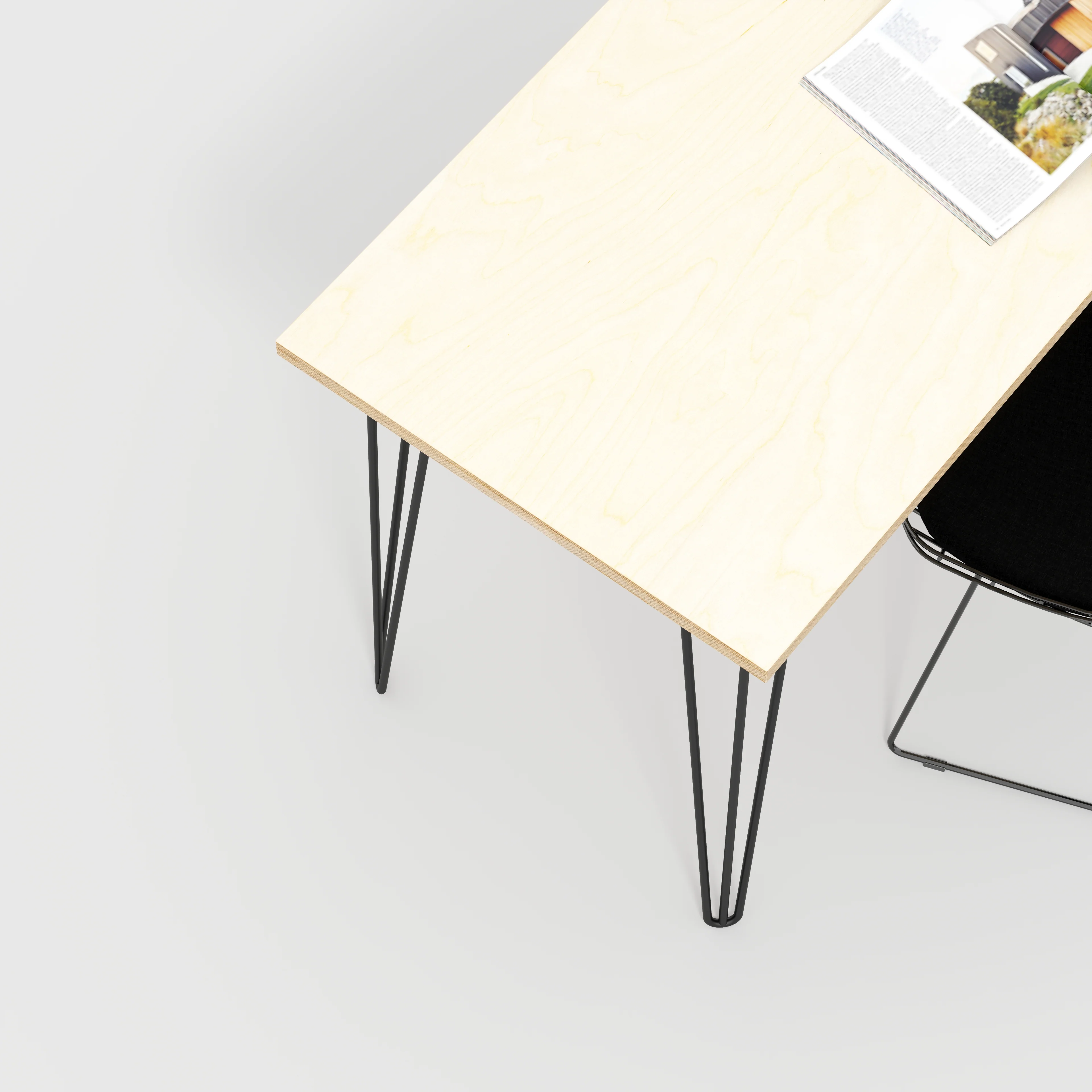 Plywood Desk with Black Hairpin Legs - Plywood Birch - 1200(w) x 600(d) x 735(h) - Image 3