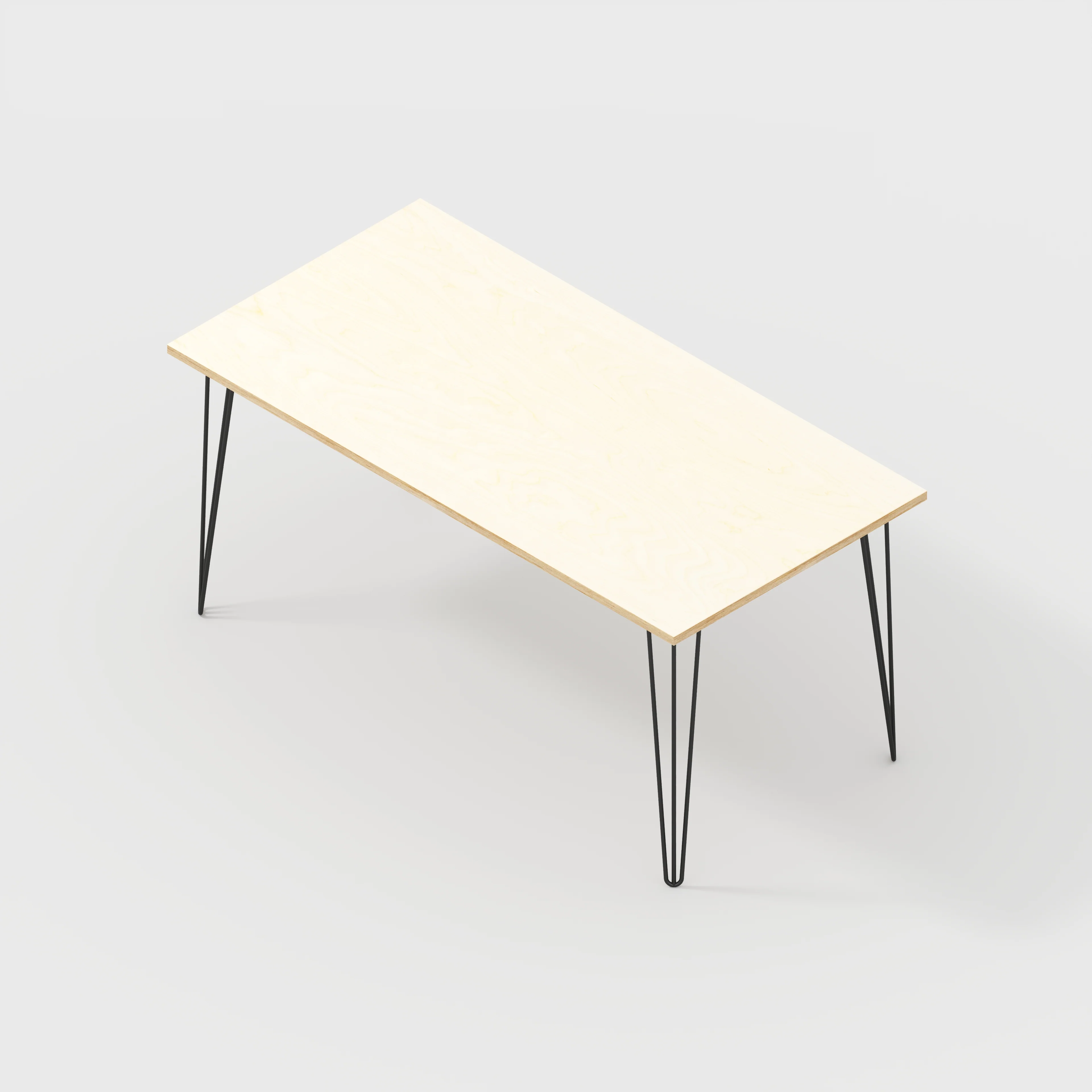 Plywood Desk with Black Hairpin Legs - Plywood Birch - 1600(w) x 800(d) x 735(h) - Image 5