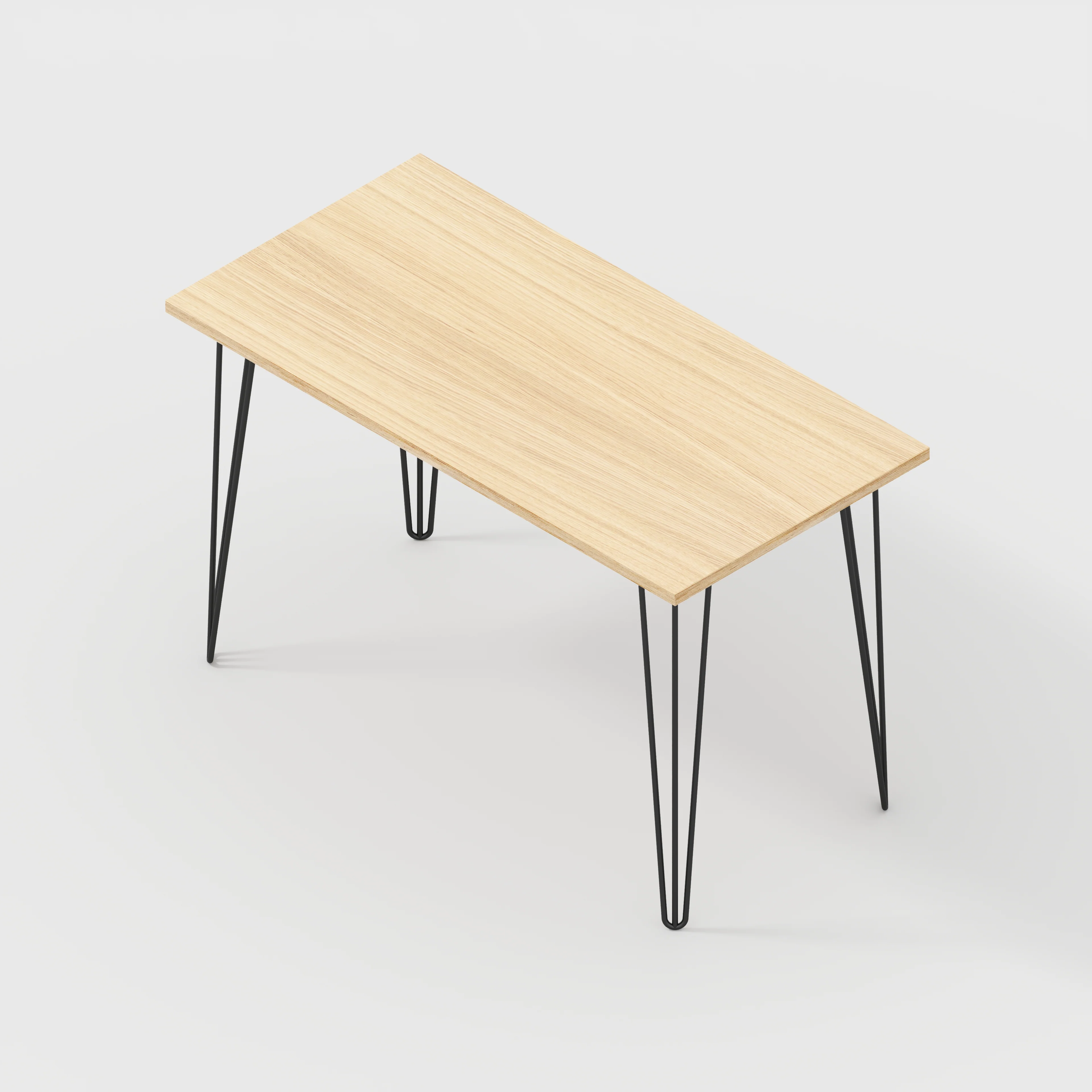 Plywood Desk with Black Hairpin Legs - Plywood Oak - 1200(w) x 600(d) x 735(h) - Image 5