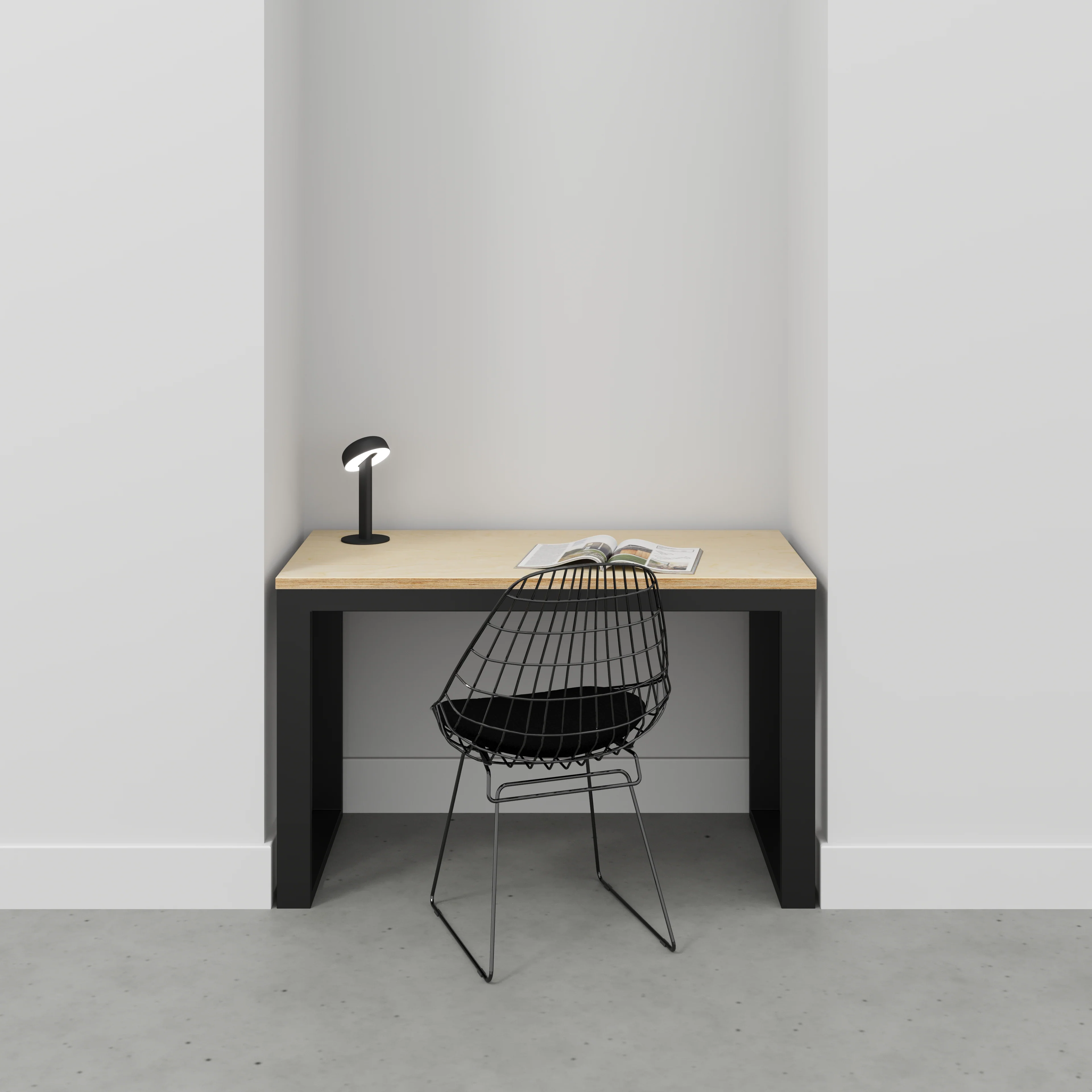 Plywood Desk with Black Industrial Frame - Plywood Birch - 1200(w) x 585(d) x 735(h) - Image 2