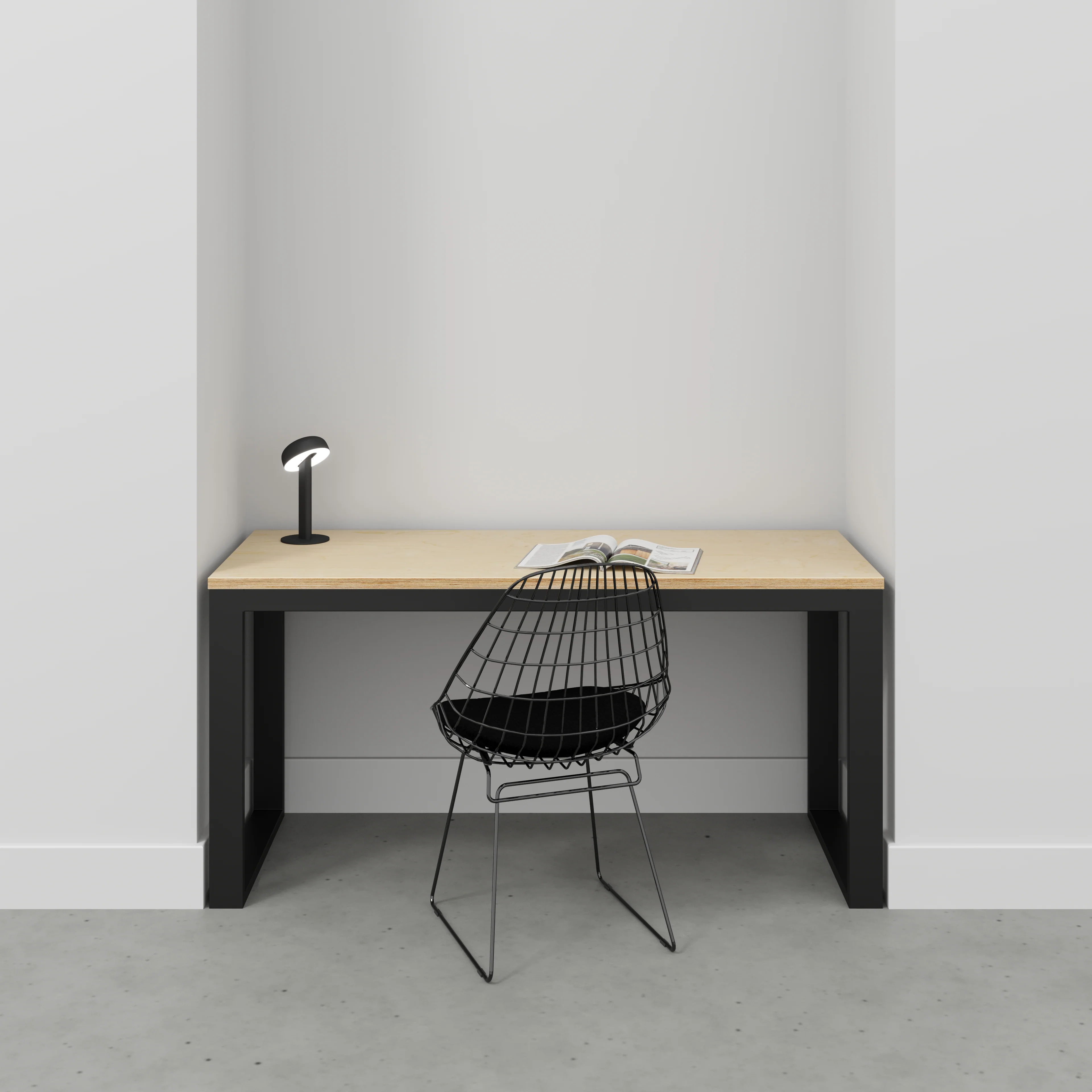 Plywood Desk with Black Industrial Frame - Plywood Birch - 1500(w) x 585(d) x 735(h) - Image 2