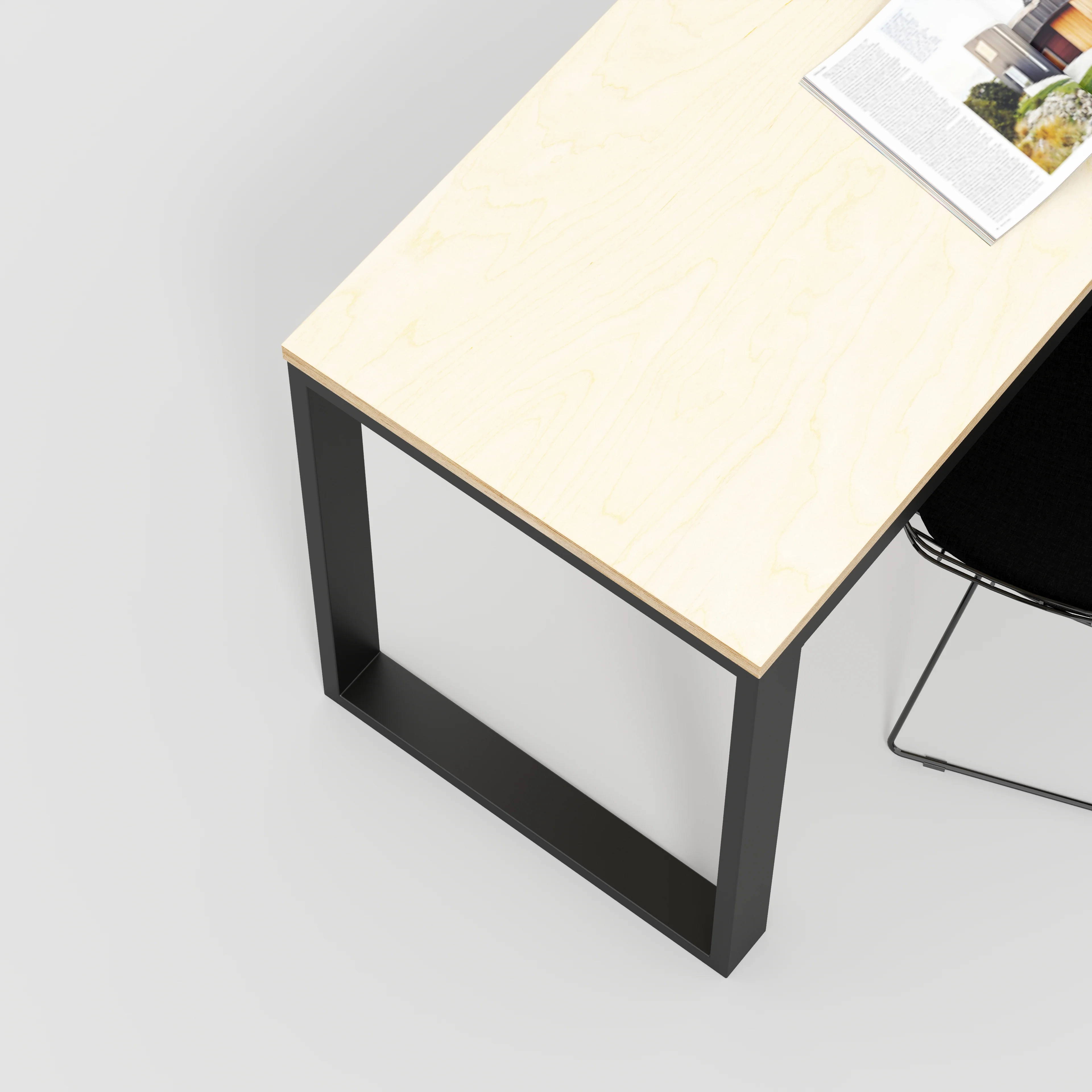 Plywood Desk with Black Industrial Frame - Plywood Birch - 1500(w) x 585(d) x 735(h) - Image 3