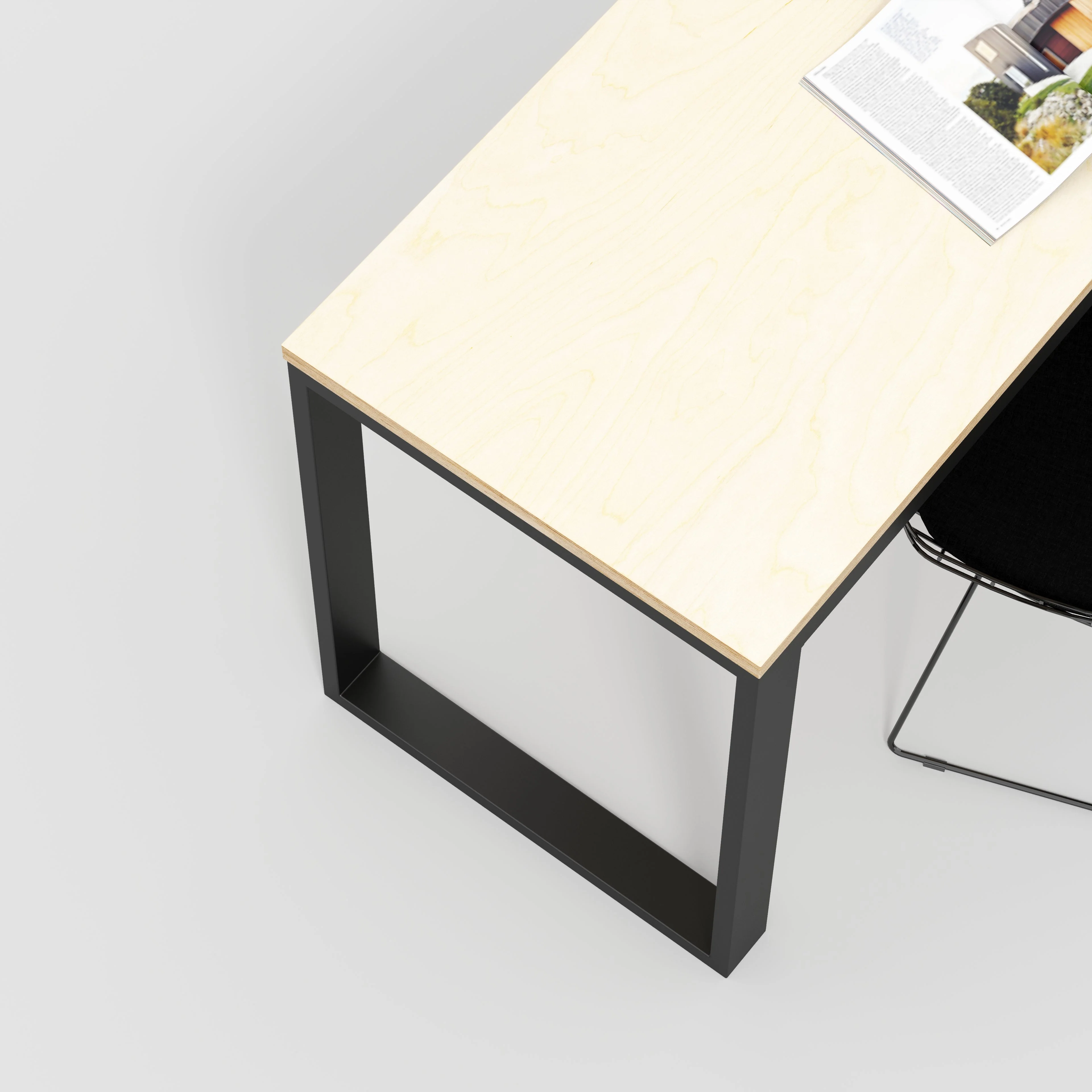Plywood Desk with Black Industrial Frame - Plywood Birch - 2400(w) x 585(d) x 735(h) - Image 3