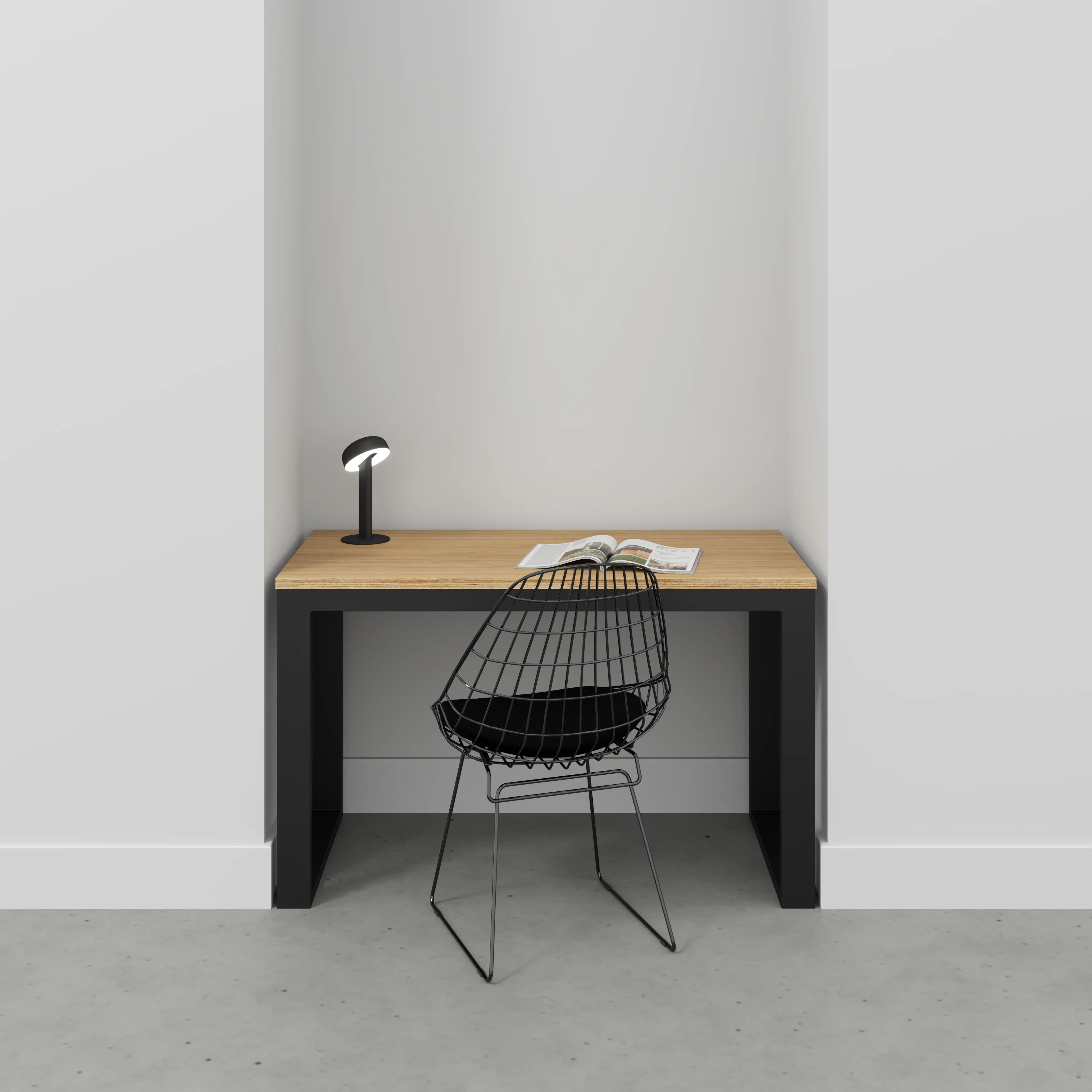 Plywood Desk with Black Industrial Frame - Plywood Oak - 1200(w) x 585(d) x 735(h) - Image 2