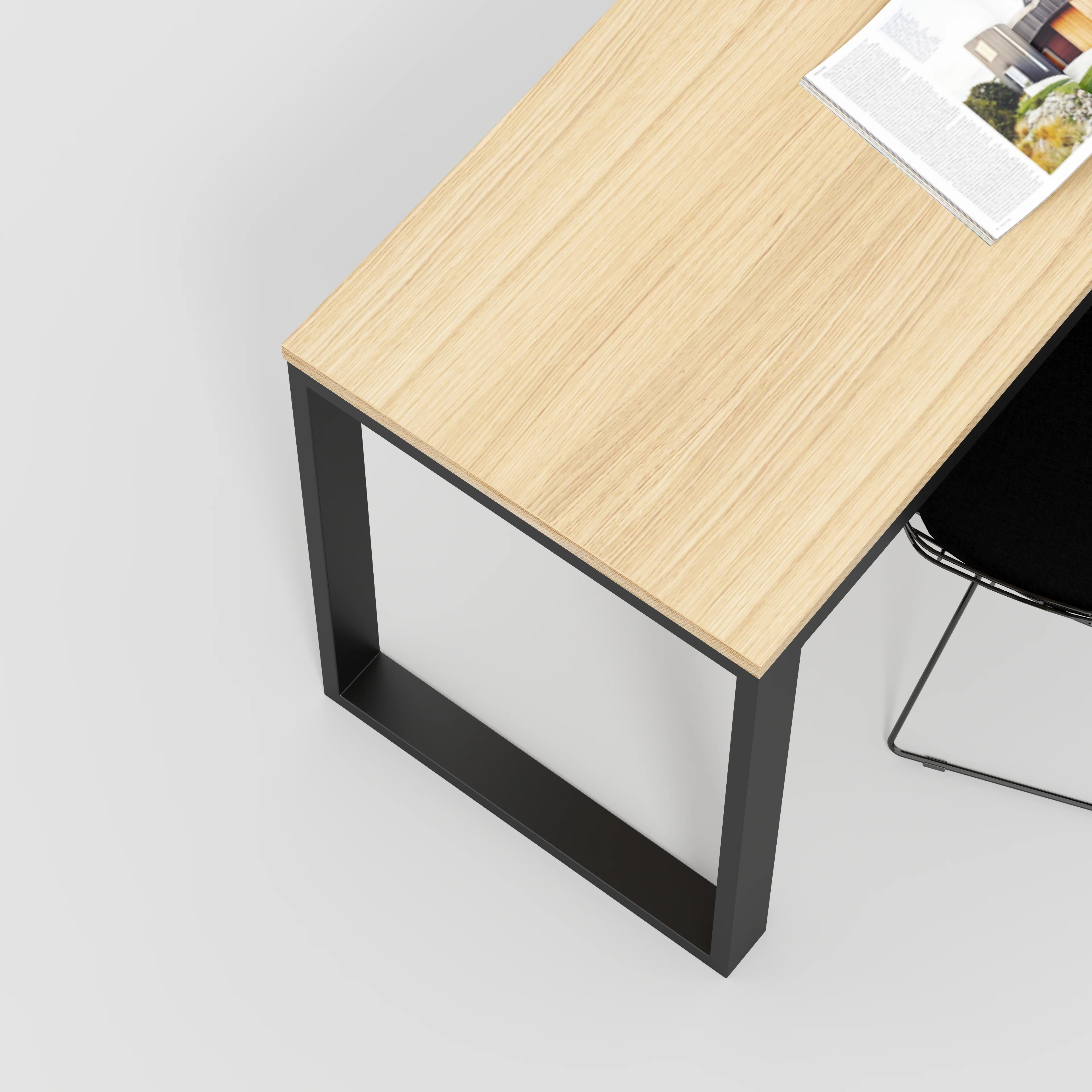 Plywood Desk with Black Industrial Frame - Plywood Oak - 1200(w) x 585(d) x 735(h) - Image 3