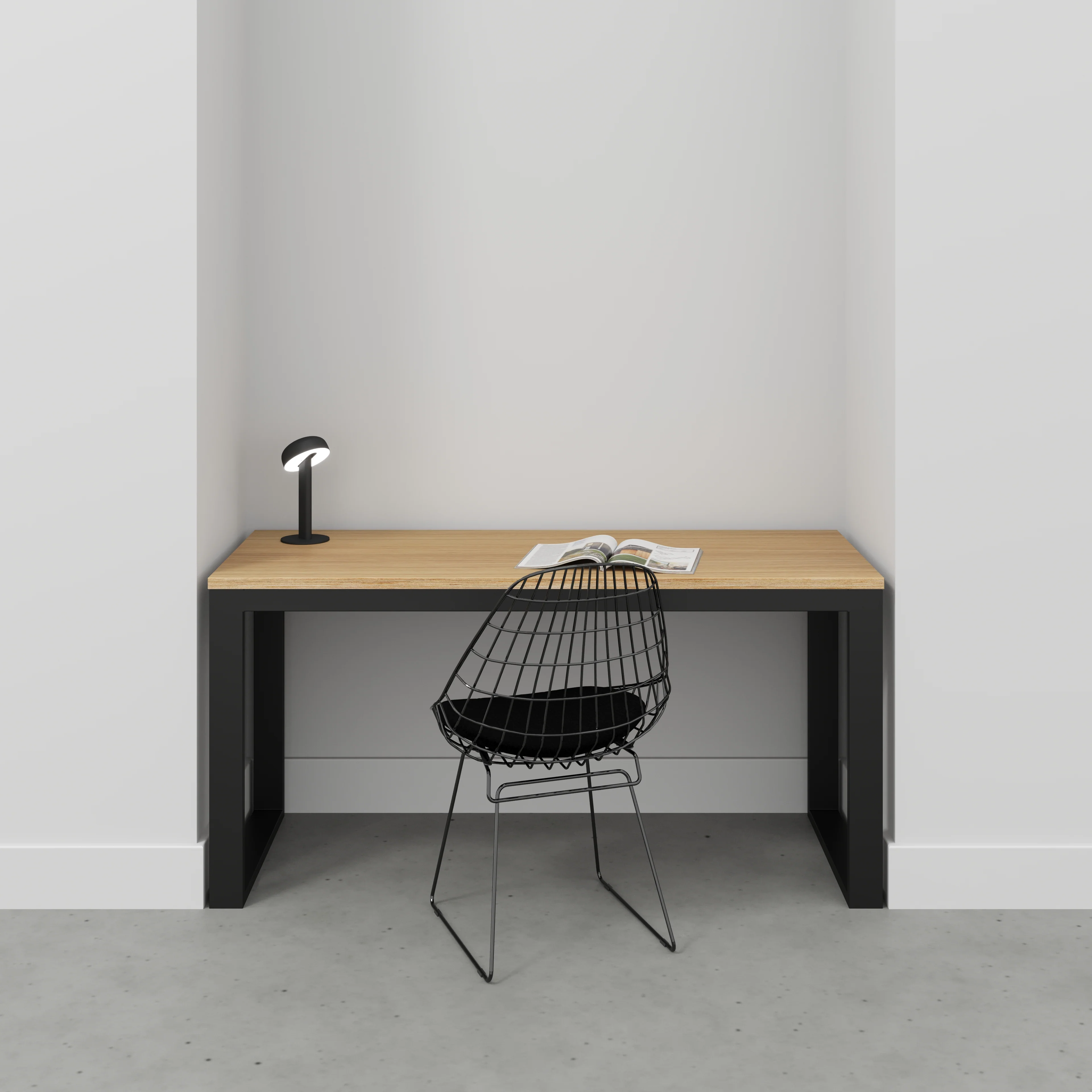 Plywood Desk with Black Industrial Frame - Plywood Oak - 1500(w) x 585(d) x 735(h) - Image 2