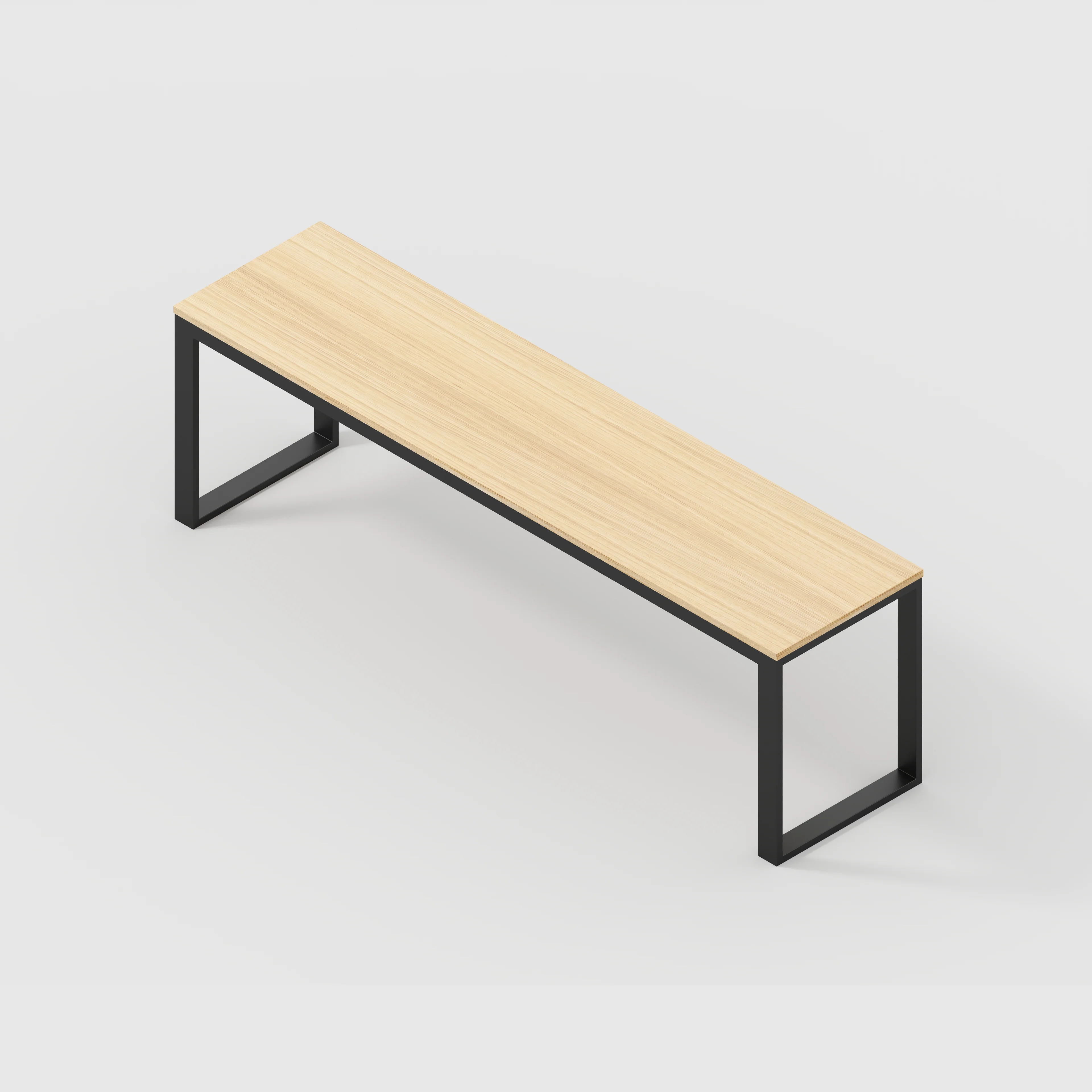 Plywood Desk with Black Industrial Frame - Plywood Oak - 2400(w) x 585(d) x 735(h) - Image 5
