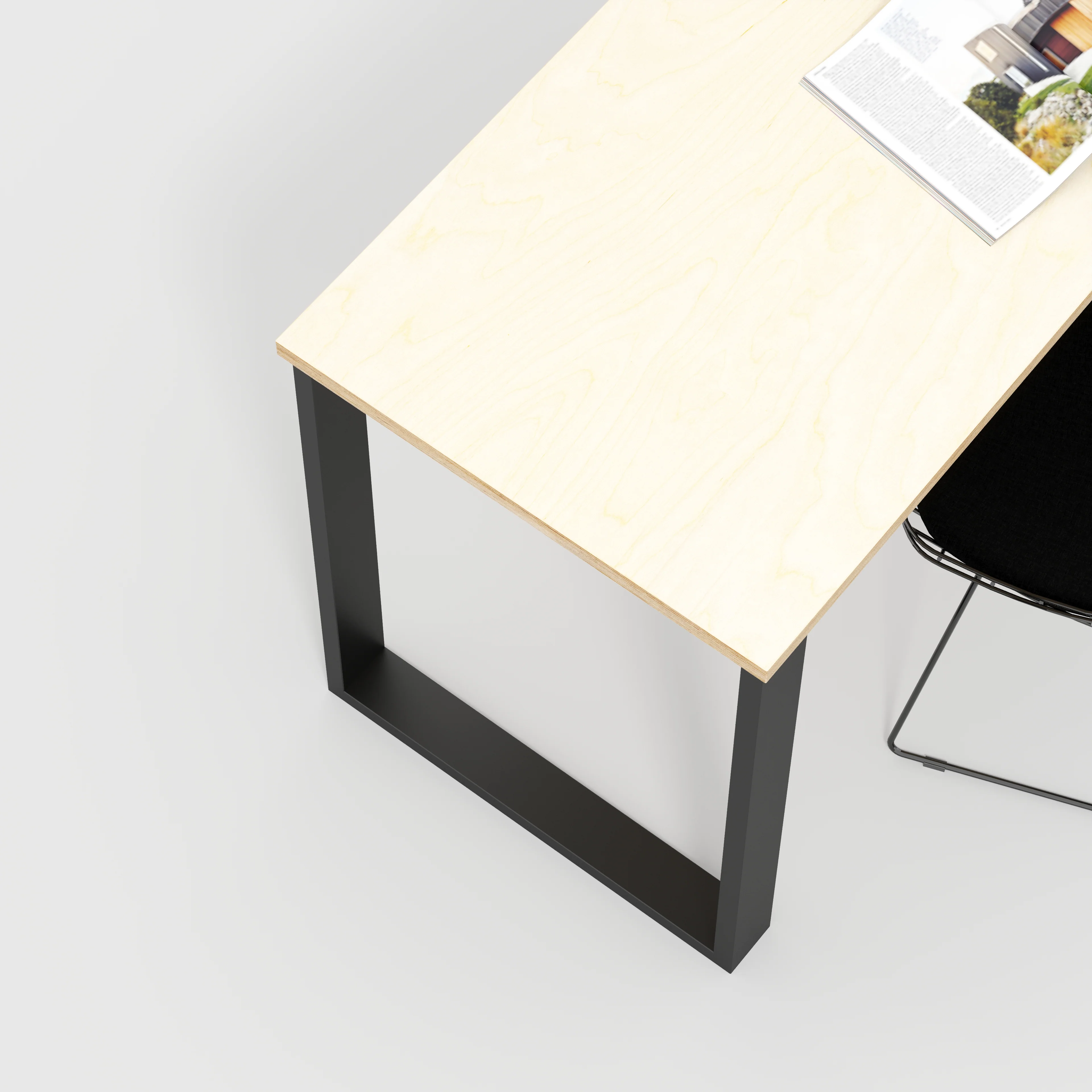 Plywood Desk with Black Industrial Legs - Plywood Birch - 1200(w) x 600(d) x 735(h) - Image 3
