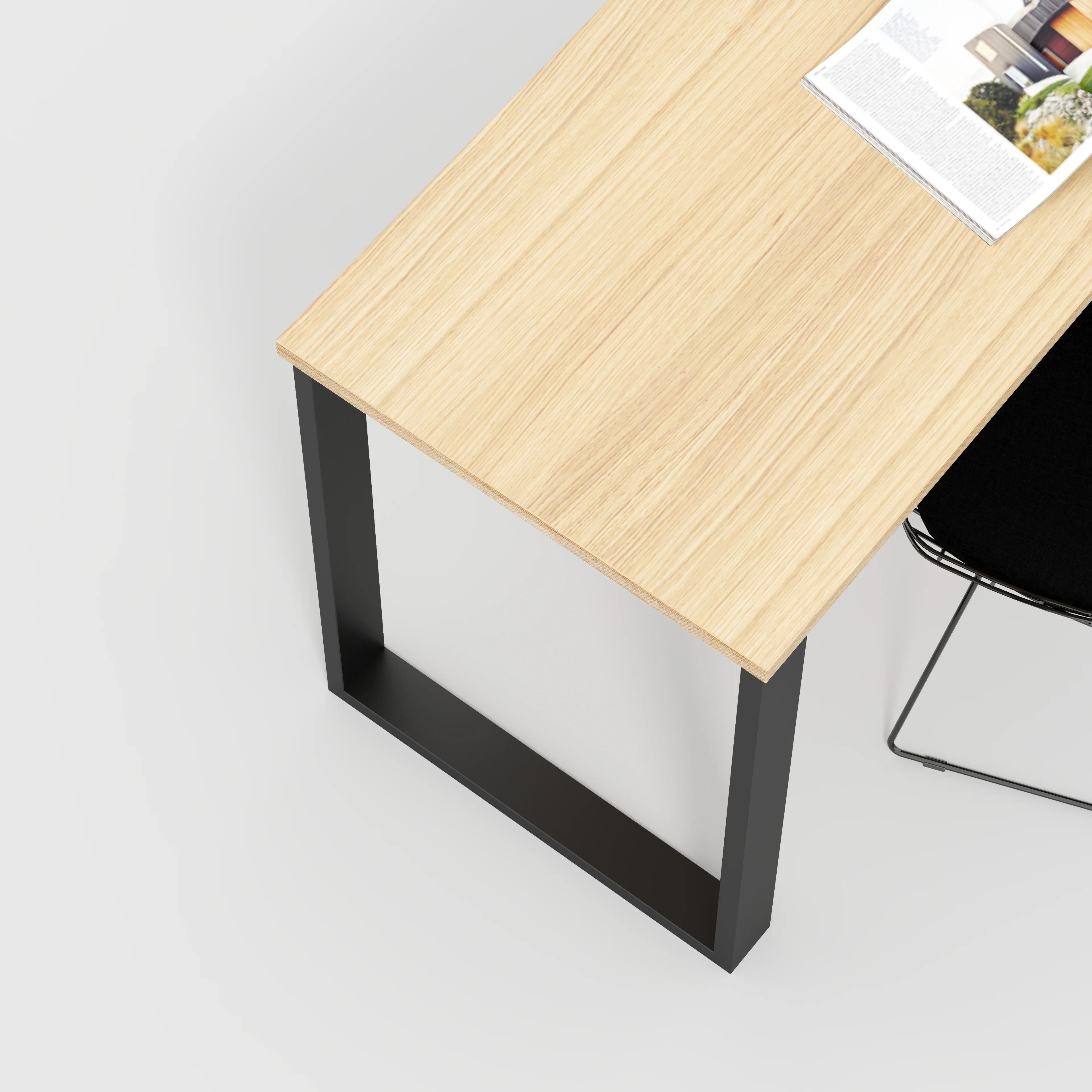Plywood Desk with Black Industrial Legs - Plywood Oak - 1600(w) x 800(d) x 735(h) - Image 3