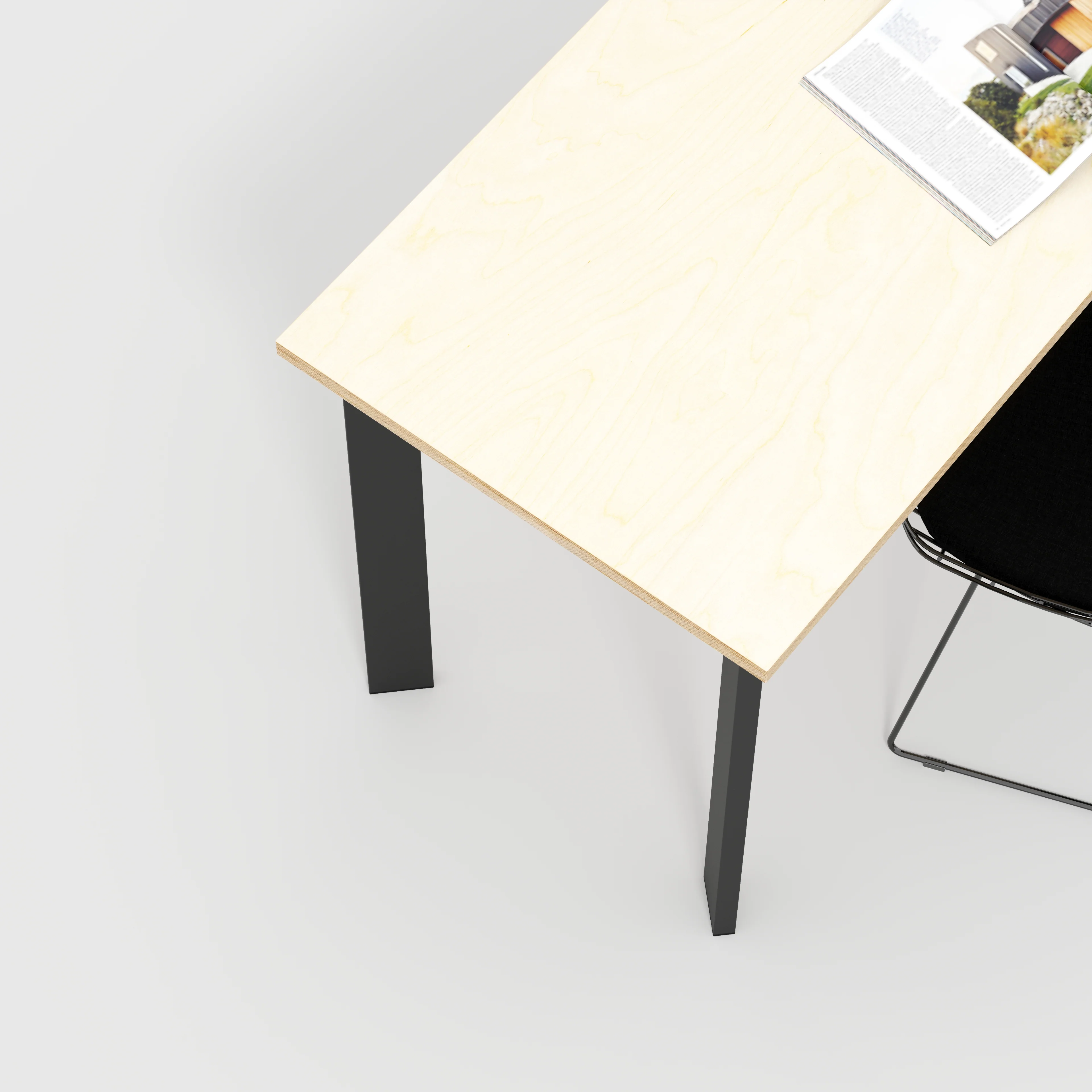 Plywood Desk with Black Rectangular Single Pin Legs - Plywood Birch - 1600(w) x 800(d) x 735(h) - Image 3