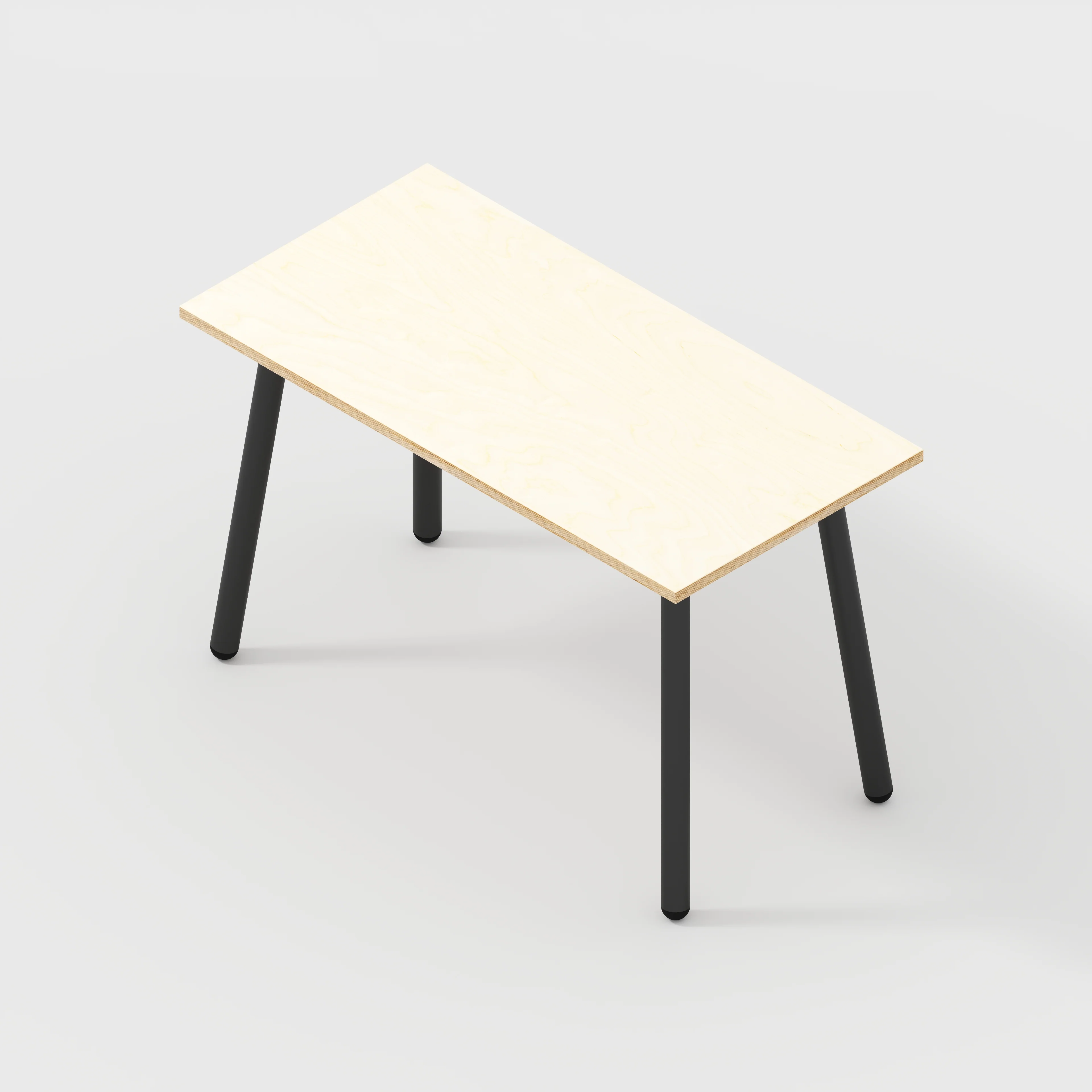Plywood Desk with Black Round Single Pin Legs - Plywood Birch - 1200(w) x 600(d) x 735(h) - Image 5
