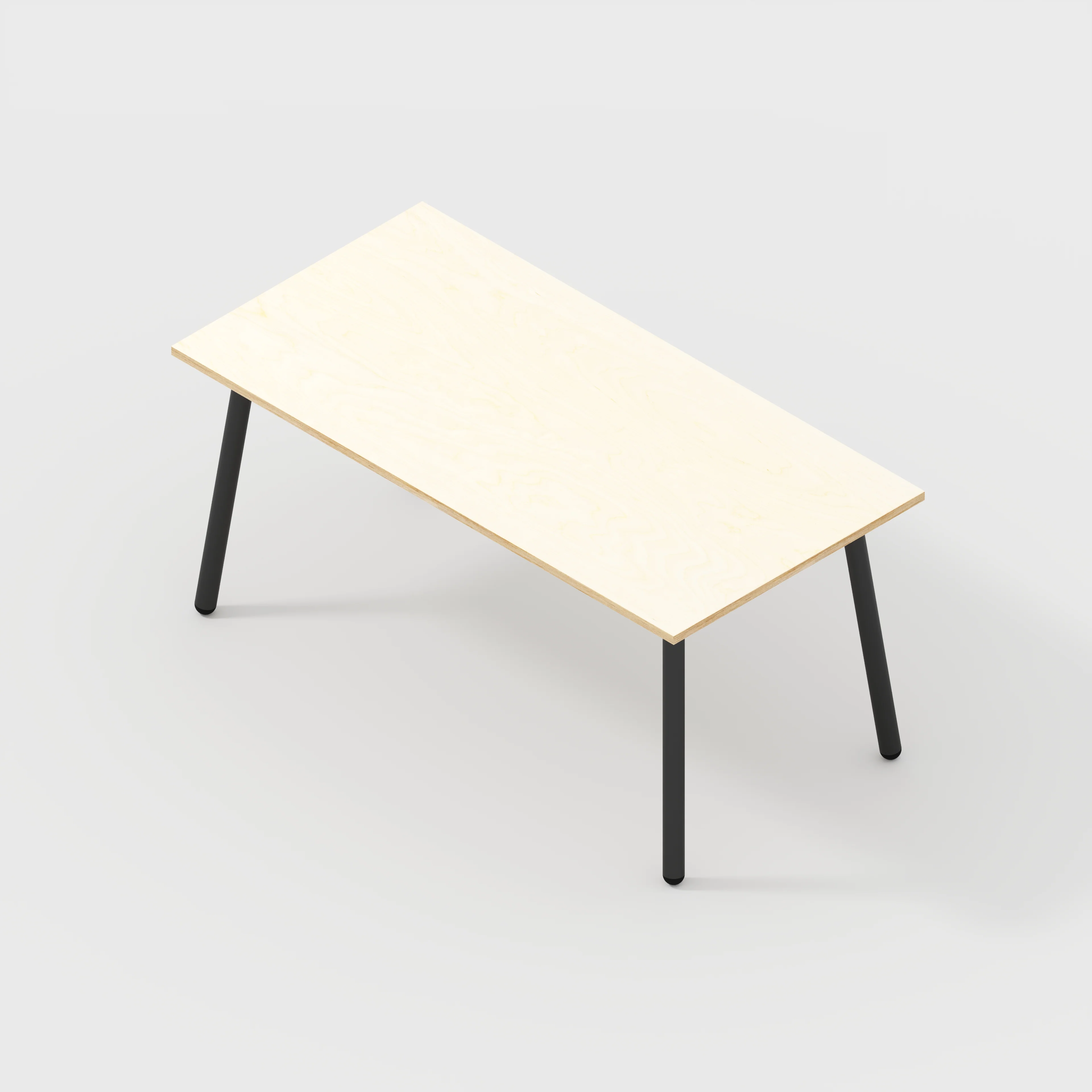 Plywood Desk with Black Round Single Pin Legs - Plywood Birch - 1600(w) x 800(d) x 735(h) - Image 5