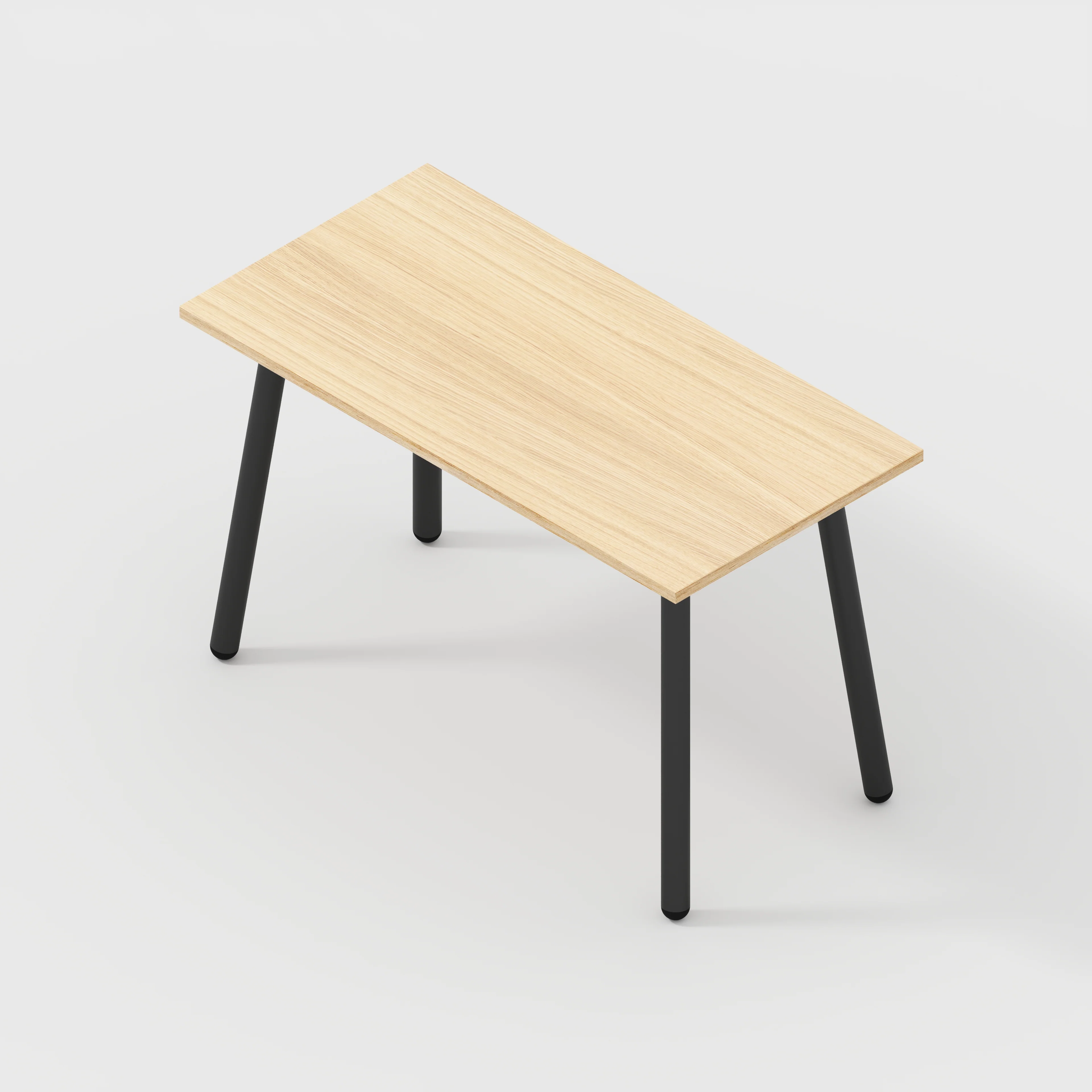 Plywood Desk with Black Round Single Pin Legs - Plywood Oak - 1200(w) x 600(d) x 735(h) - Image 5