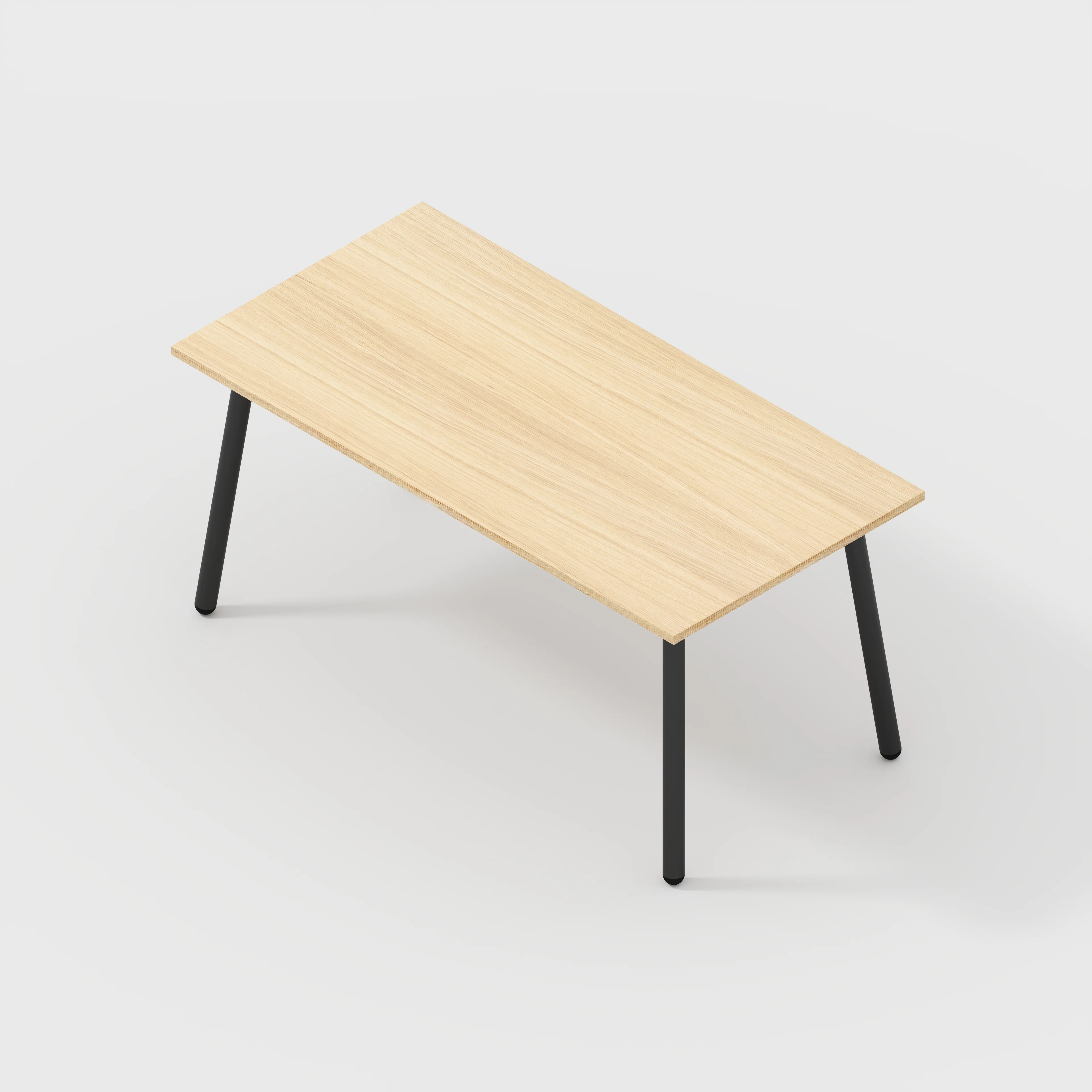 Plywood Desk with Black Round Single Pin Legs - Plywood Oak - 1600(w) x 800(d) x 735(h) - Image 5