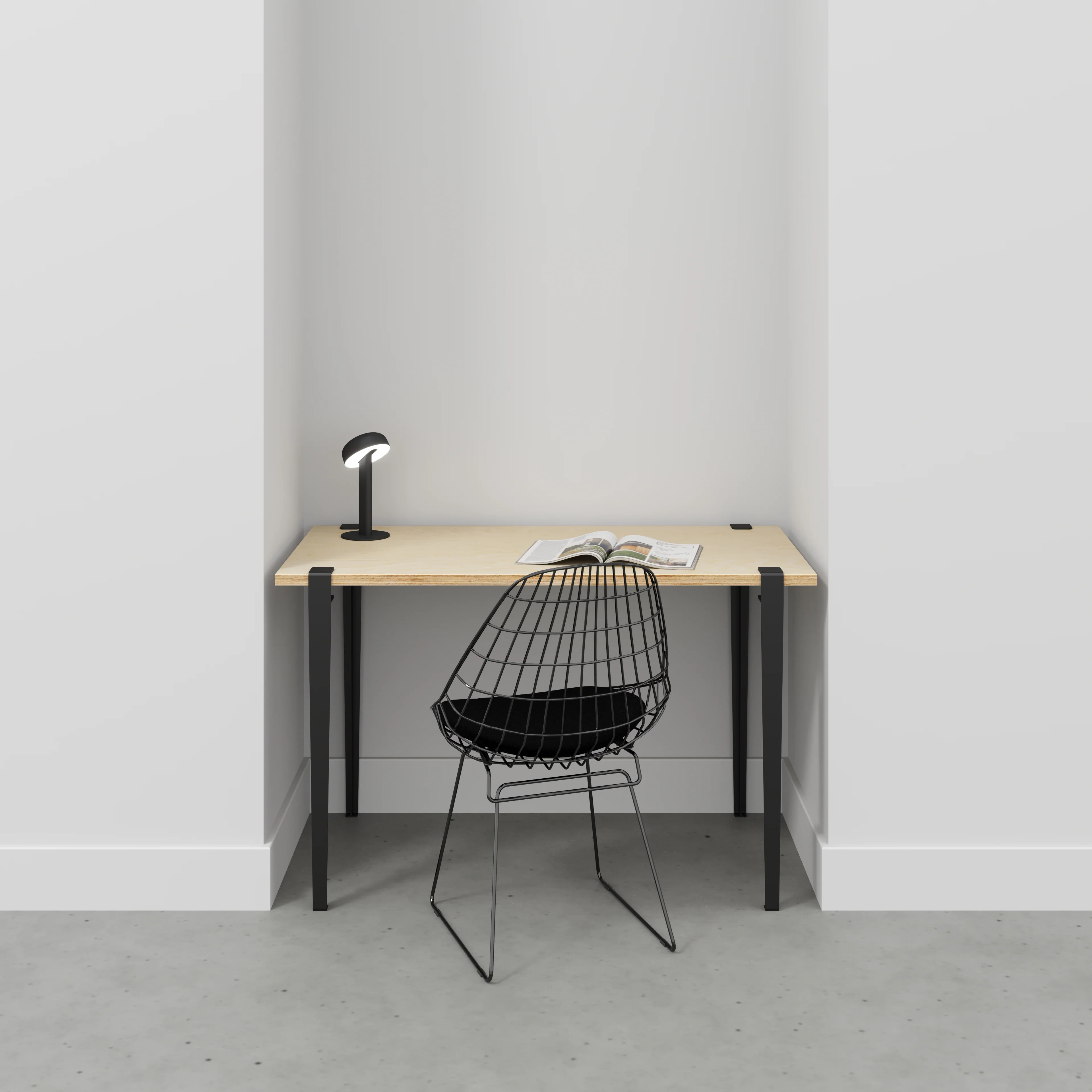 Plywood Desk with Black Tiptoe Legs - Plywood - Birch - 1200(w) x 600(d) x 750(h) - Image 2