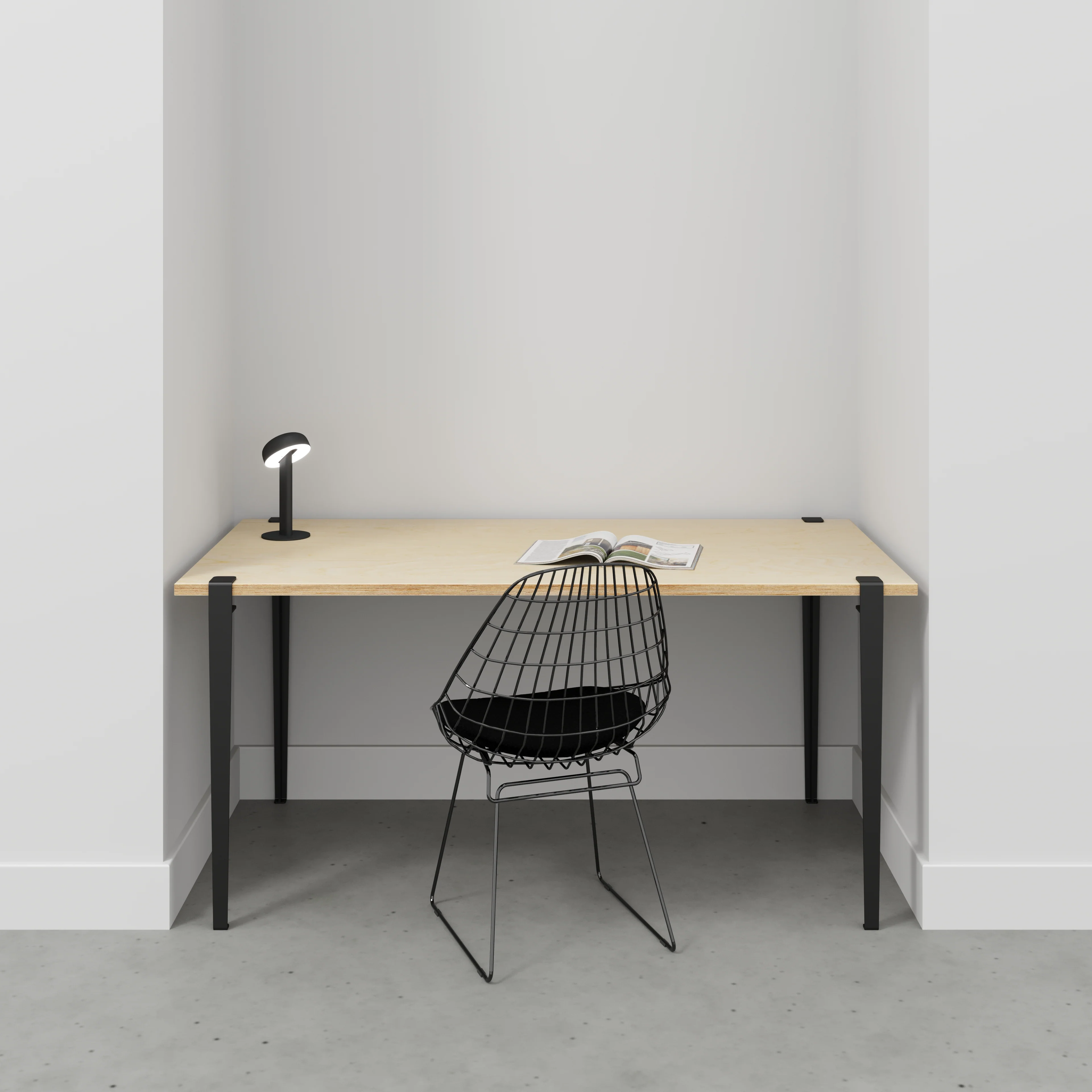 Plywood Desk with Black Tiptoe Legs - Plywood - Birch - 1600(w) x 800(d) x 750(h) - Image 2