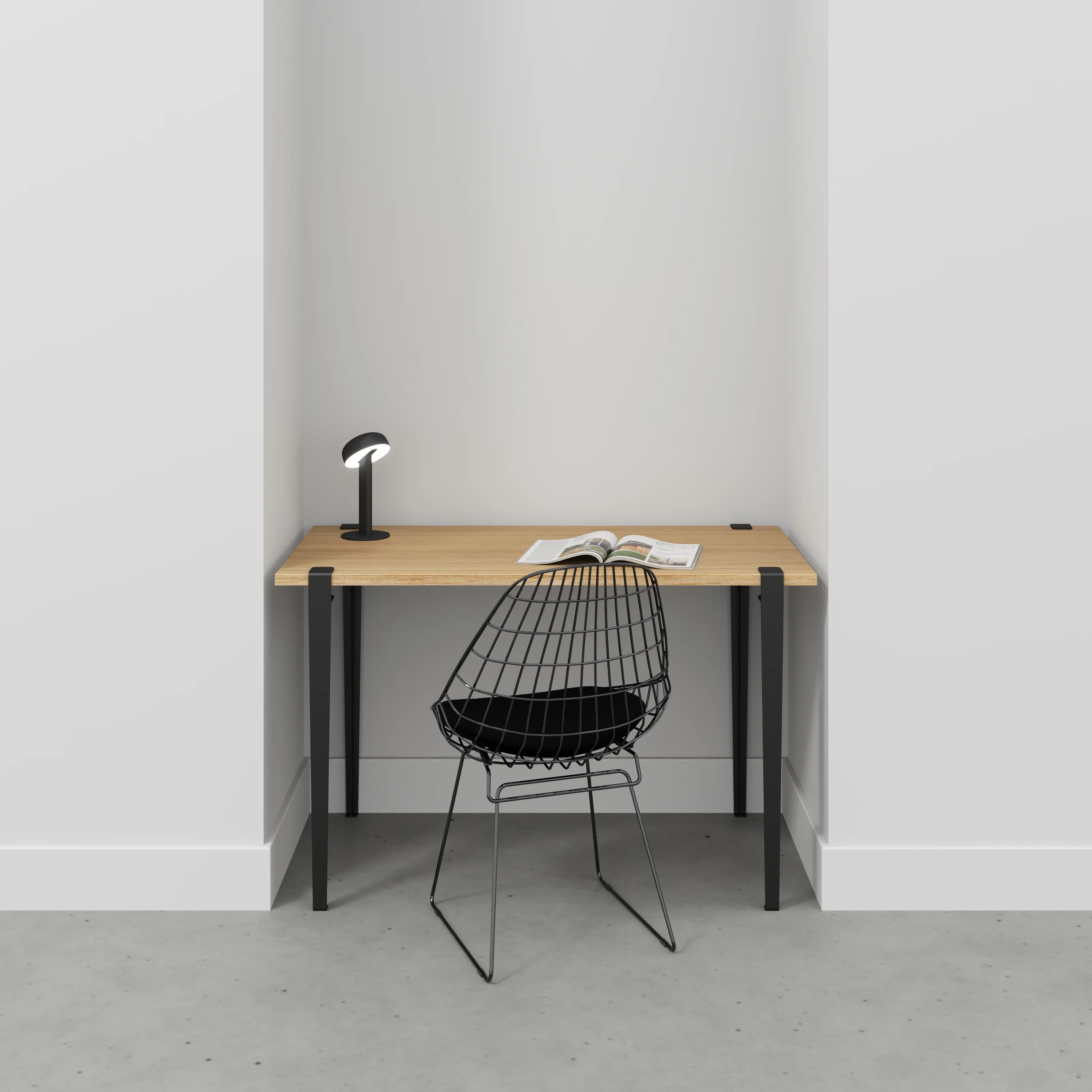 Plywood Desk with Black Tiptoe Legs - Plywood - Oak - 1200(w) x 600(d) x 750(h) - Image 2