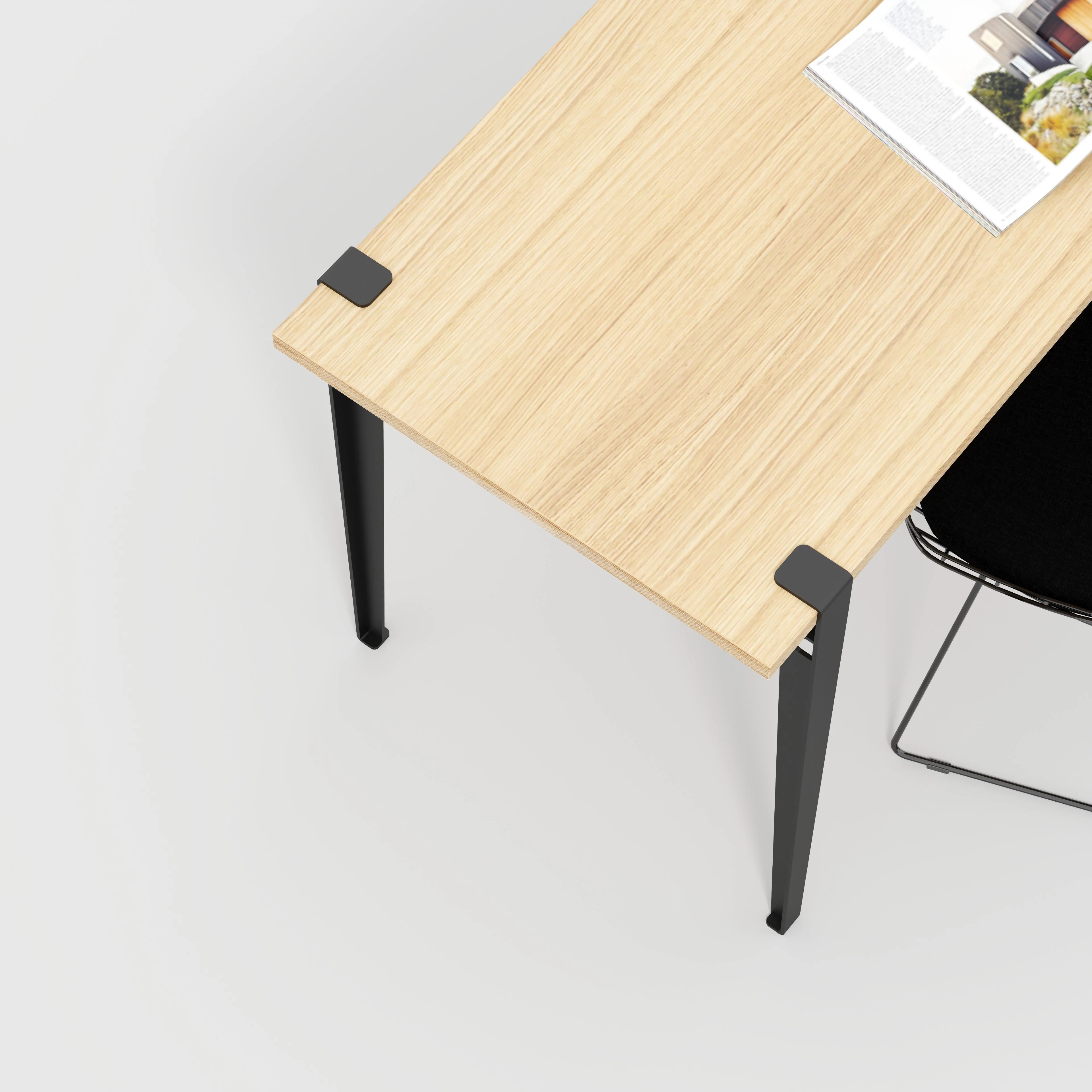 Plywood Desk with Black Tiptoe Legs - Plywood - Oak - 1200(w) x 600(d) x 750(h) - Image 3