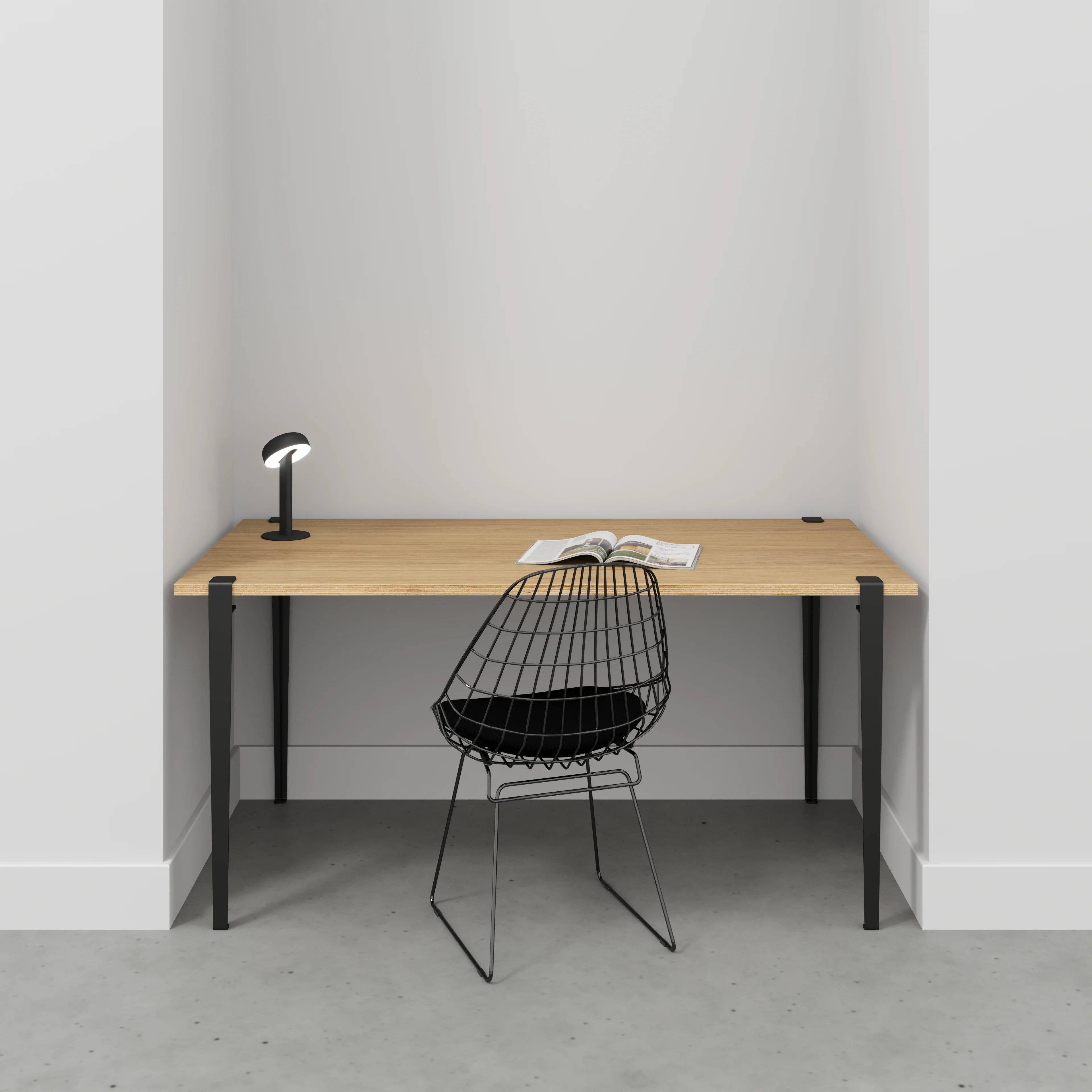 Plywood Desk with Black Tiptoe Legs - Plywood - Oak - 1600(w) x 800(d) x 750(h) - Image 2