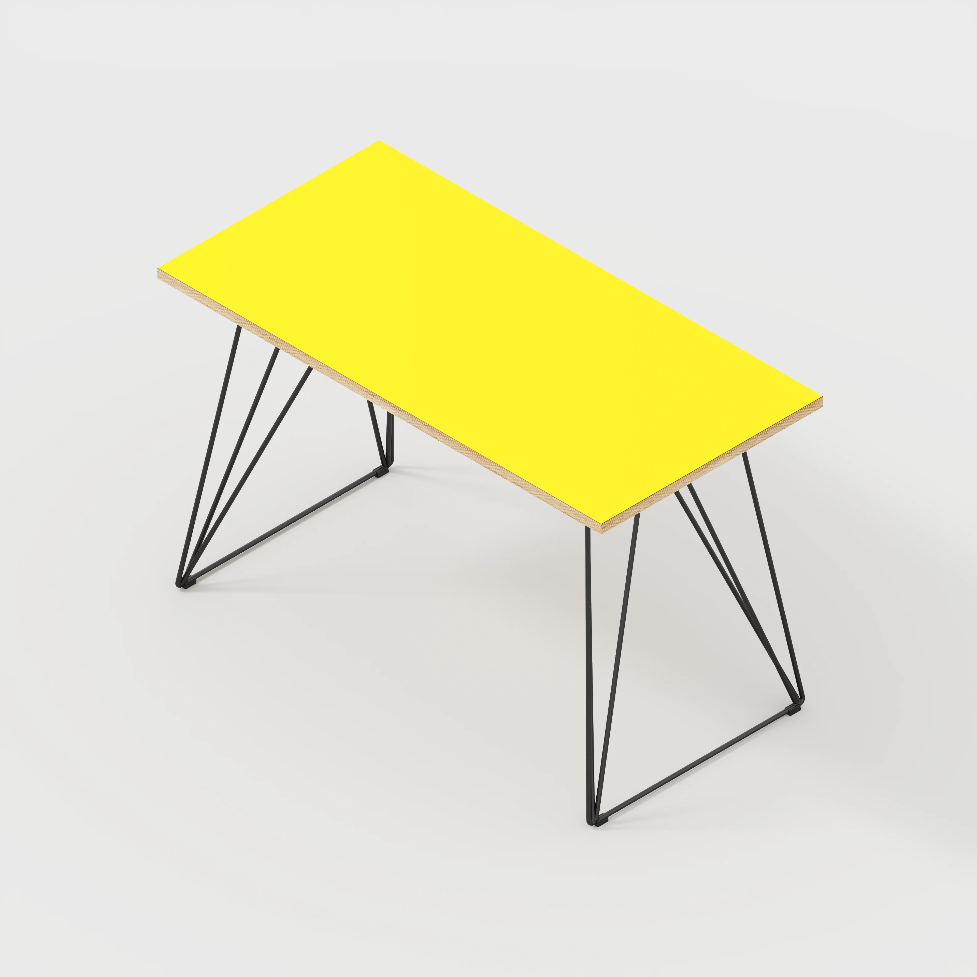 Plywood Desk with Black Wireframe Legs - Formica Chrome Yellow - 1200(w) x 600(d) x 735(h) - Image 5