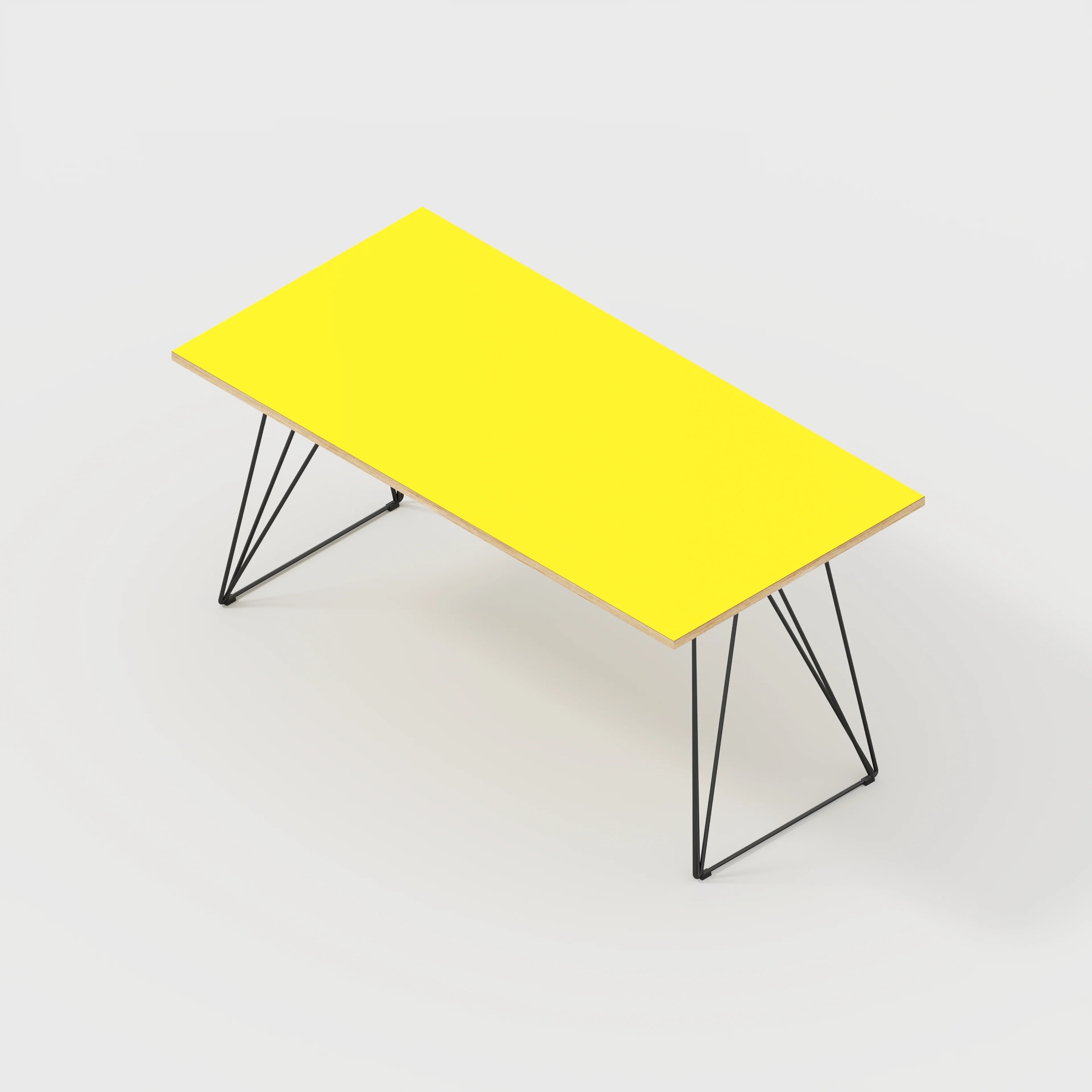 Plywood Desk with Black Wireframe Legs - Formica Chrome Yellow - 1600(w) x 800(d) x 735(h) - Image 5
