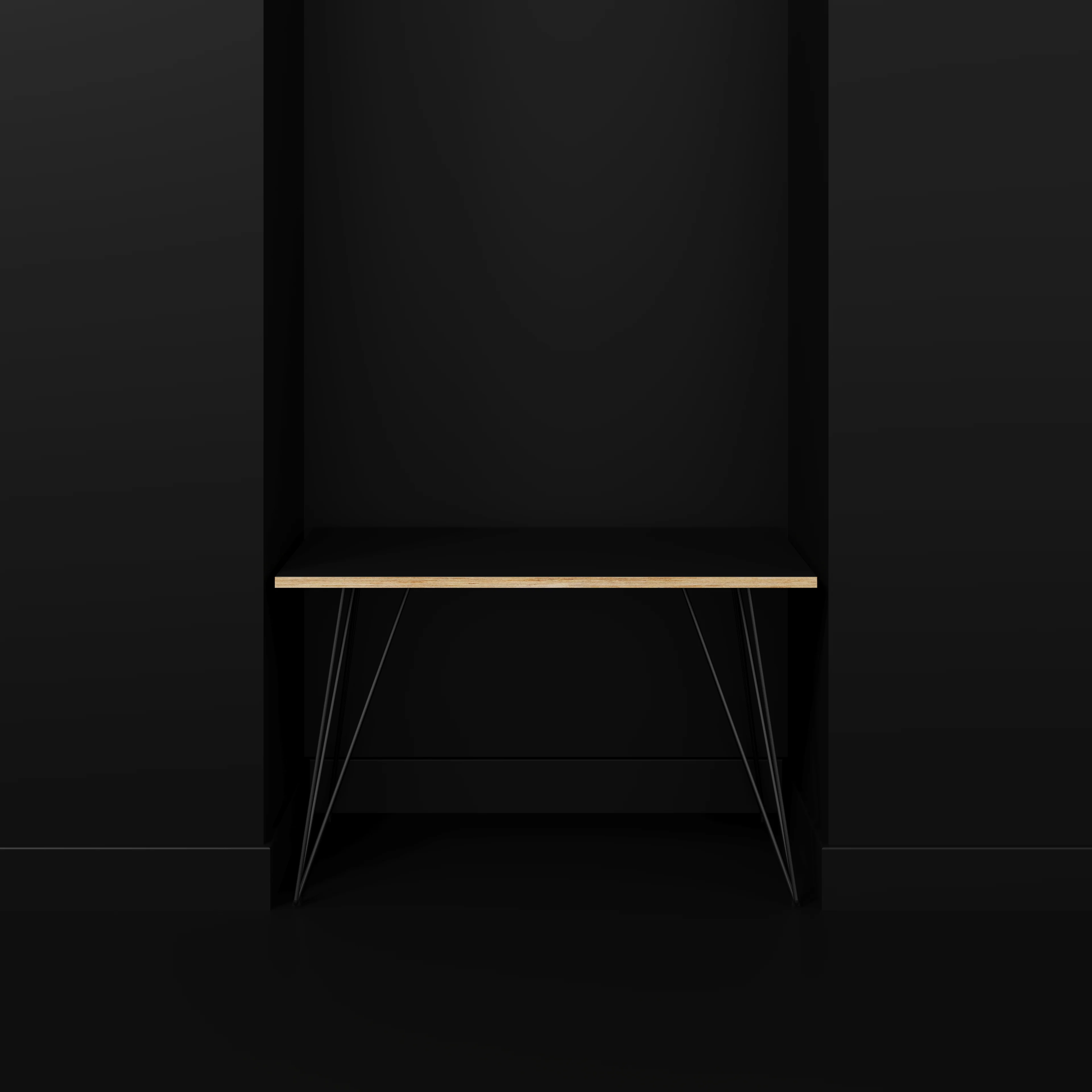 Plywood Desk with Black Wireframe Legs - Formica Diamond Black - 1200(w) x 600(d) x 735(h) - Image 2