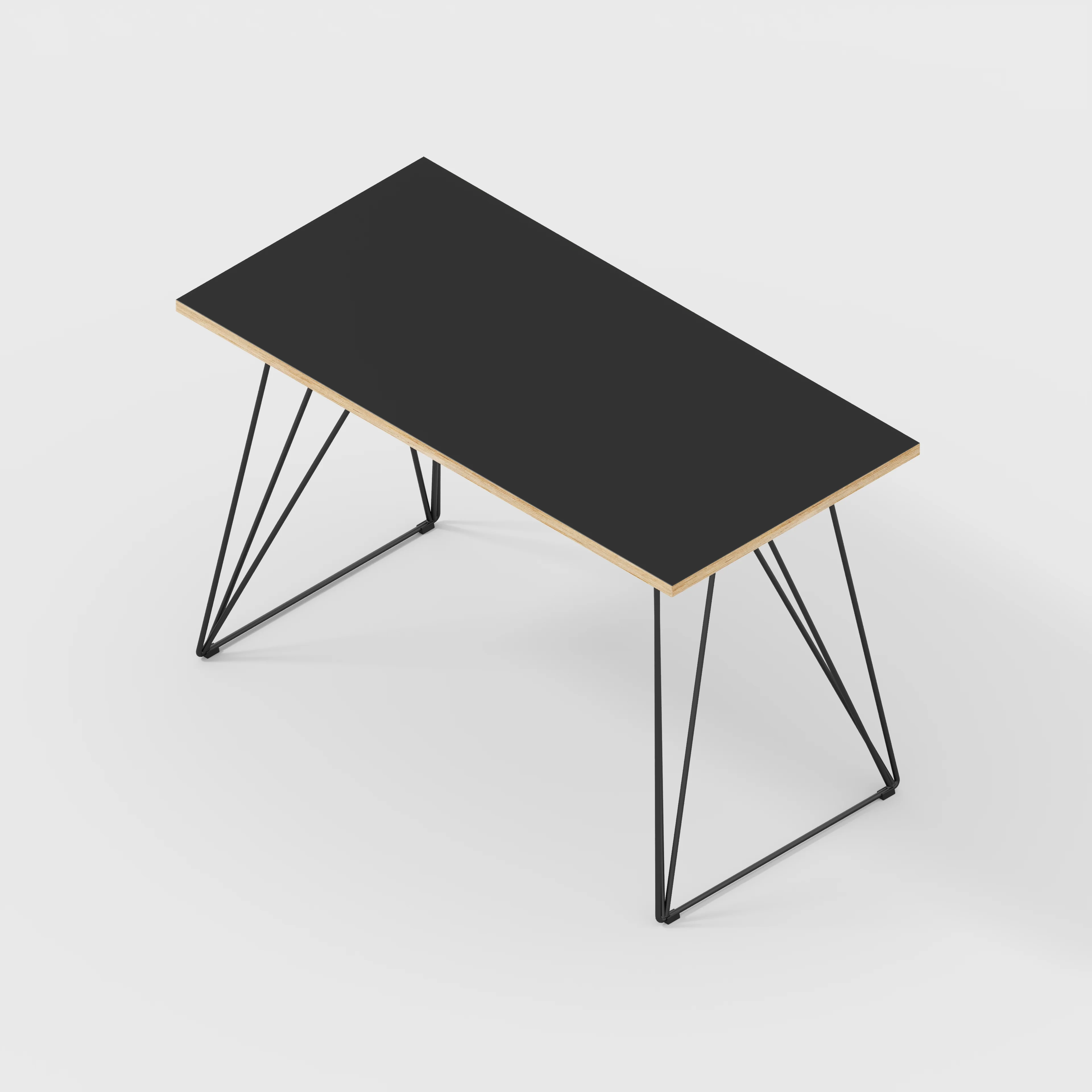 Plywood Desk with Black Wireframe Legs - Formica Diamond Black - 1200(w) x 600(d) x 735(h) - Image 5